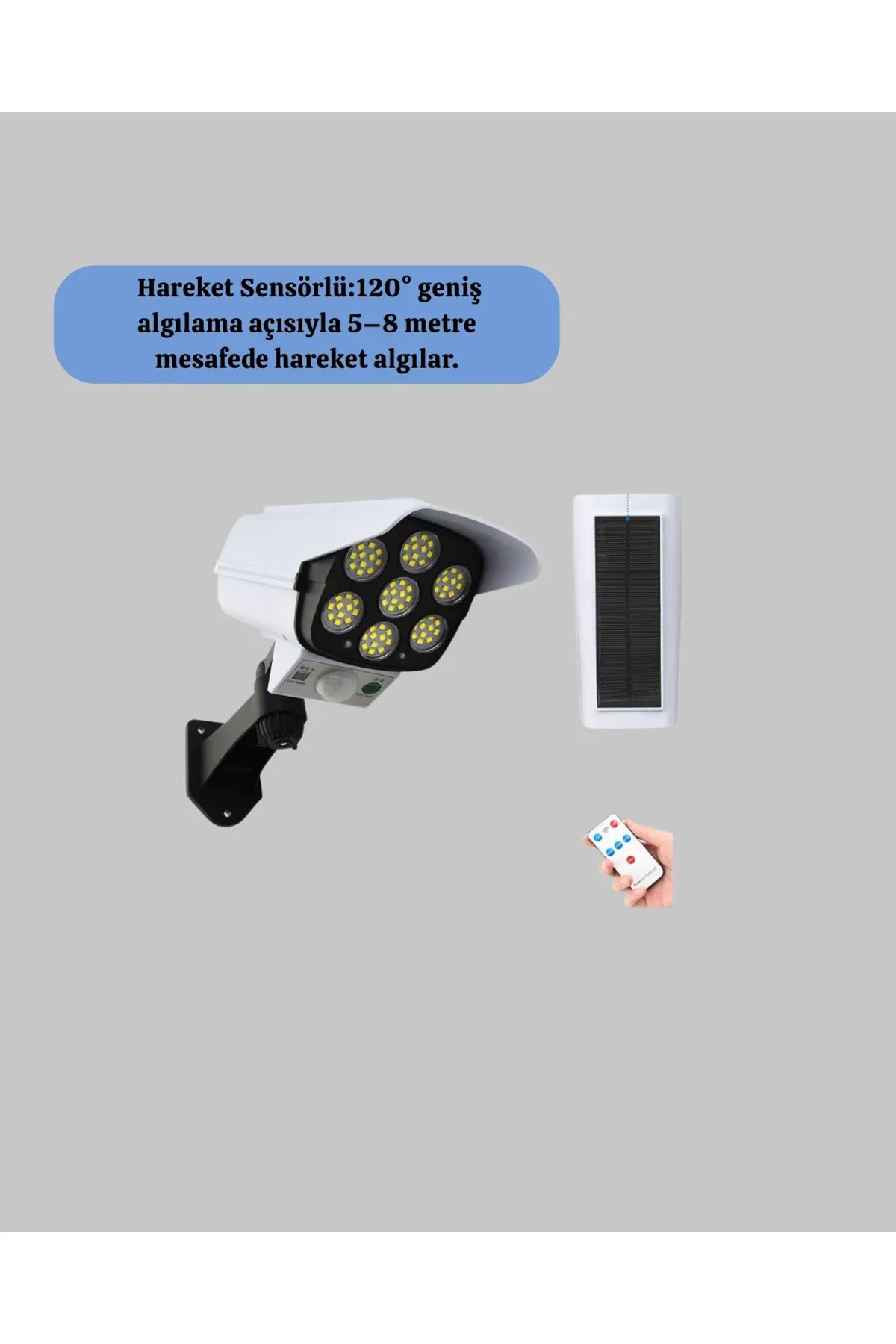 Solar Şarjlı Hareket Sensörlü Led Dış Mekan Lambası Kamera Tasarımlı Güvenlik Işığı - Just Cheap Store Görsel 3