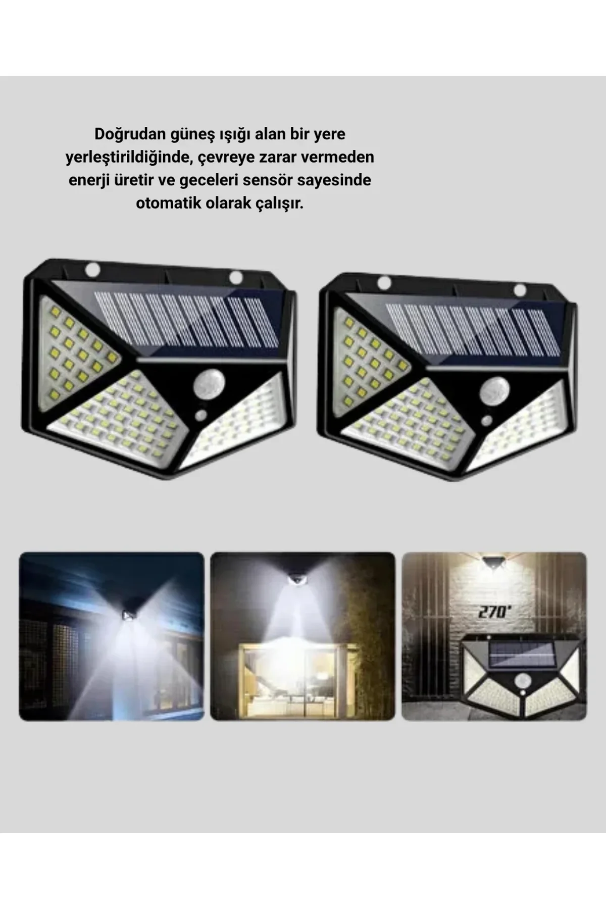 Güneş Enerjili Aydınlatma 100 Led Sensörlü Solar Dış Mekan Lamba - Just Cheap Store Görsel 5