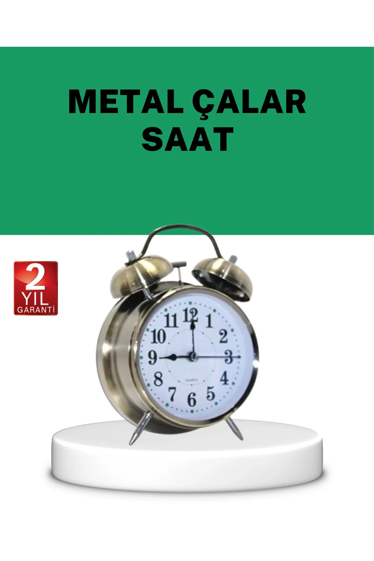 Gümüş Renkli Sessiz Işıklı Dekoratif Masa Üstü Çalar Saat Alarmlı