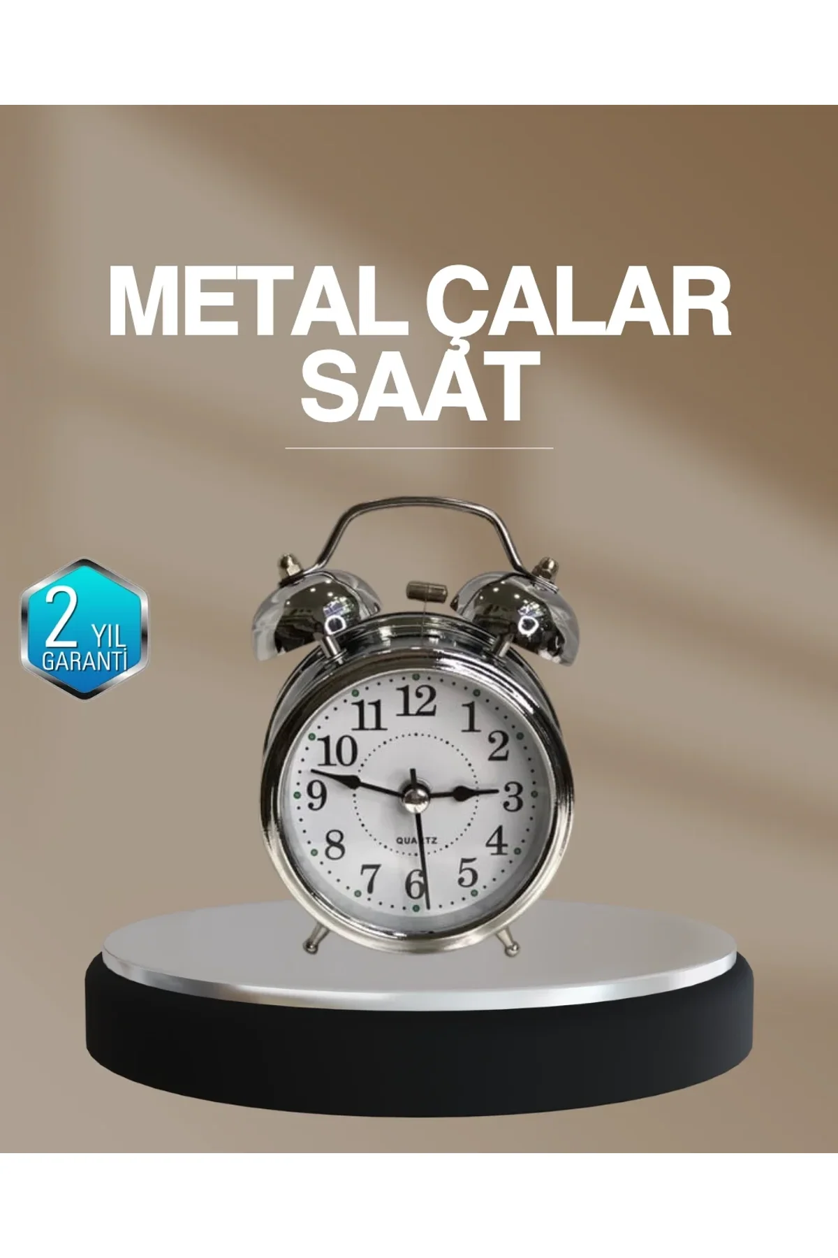 Dekoratif Yuvarlak Gümüş Sessiz Işıklı Masa Üstü Çalar Saat Alarmlı Ve Şık Tasarım - Just Cheap Store Görsel 2