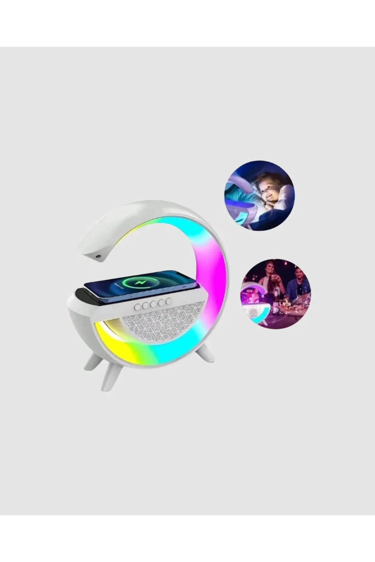 Rgb Işıklı Kablosuz Şarjlı Hoparlör – Fm Radyolu Akıllı Gece Lambası - Just Cheap Store Görsel 4