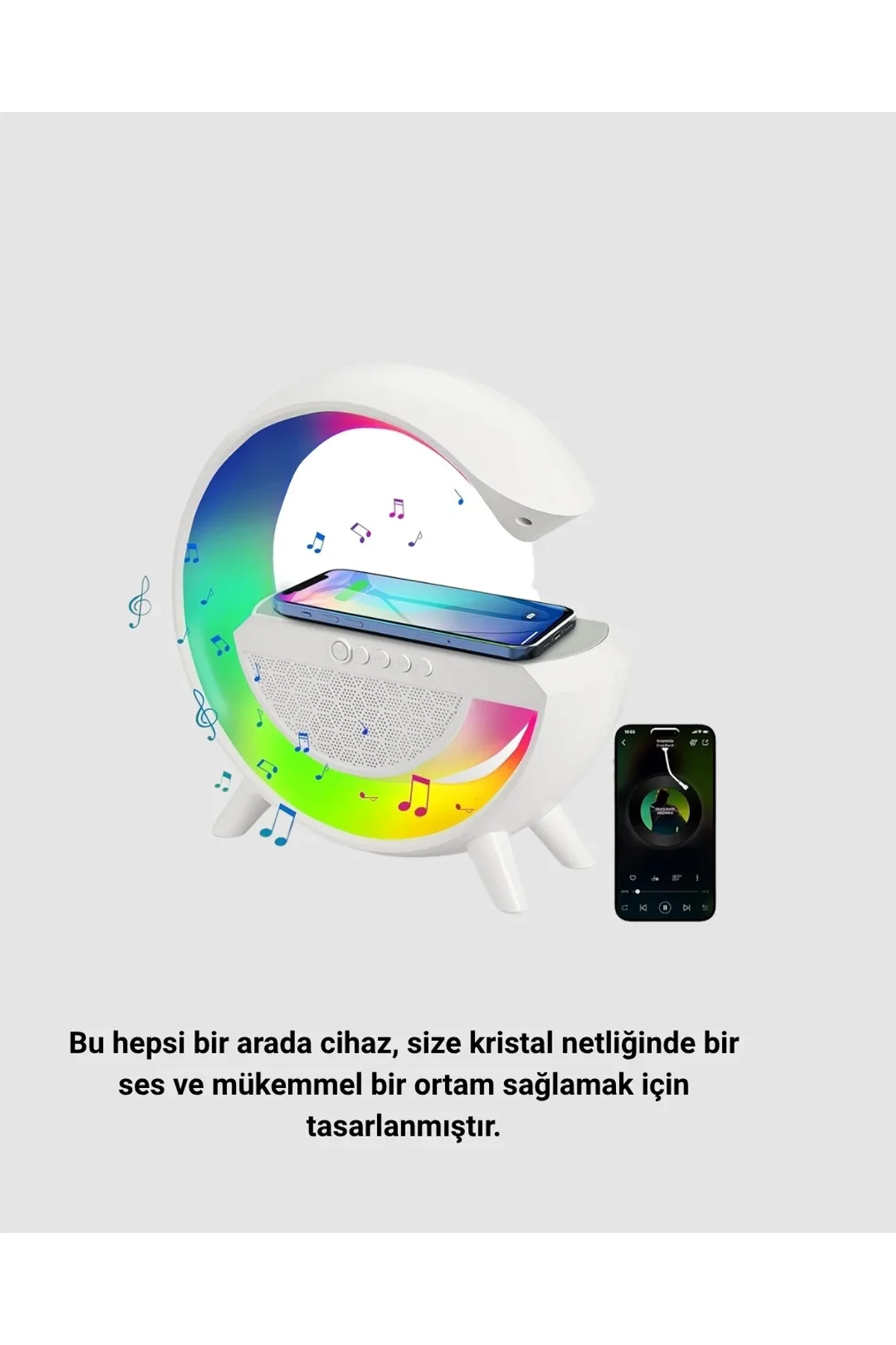 Rgb Işıklı Kablosuz Şarjlı Hoparlör – Fm Radyolu Akıllı Gece Lambası - Just Cheap Store Görsel 5