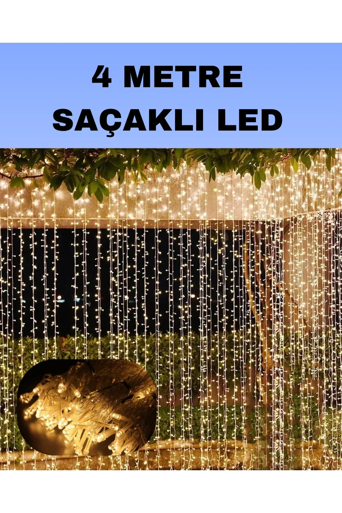 4 Metre Icicle Şelale Led Perde Işık Sarı Aydınlatma - Just Cheap Store Görsel 2