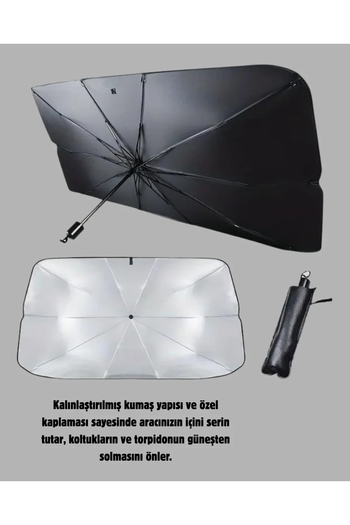 Ön Cam Güneşliği – Kalın Kumaş Ve Cam Elyaf İskelet İle Maksimum Uv Koruma - Just Cheap Store Görsel 4