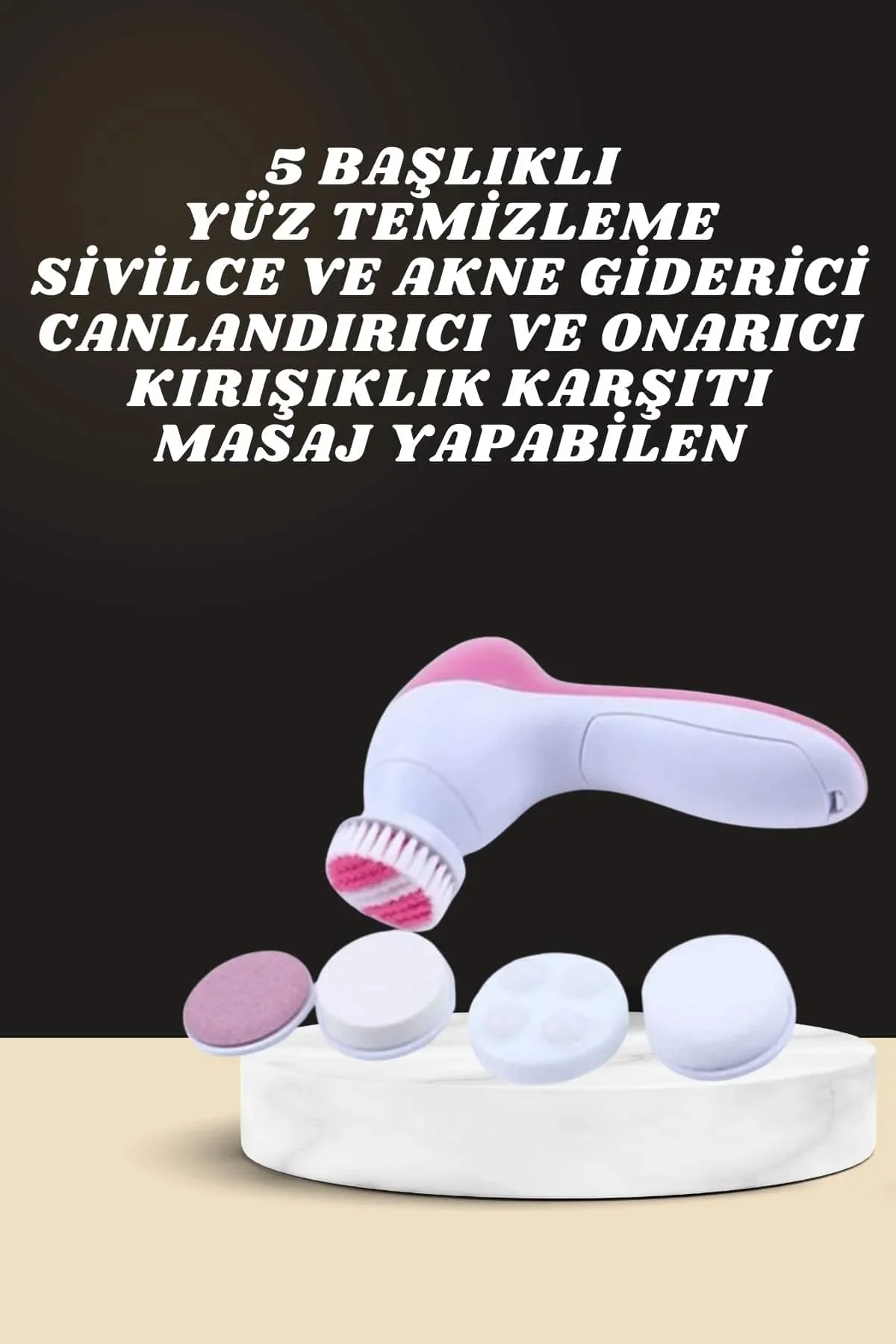 İkili Cilt Bakım Seti 5 Başlıklı Yüz Temizleme Ve Masaj Aleti Canlandırıcı Ve Onarıcı - Just Cheap Store Görsel 3