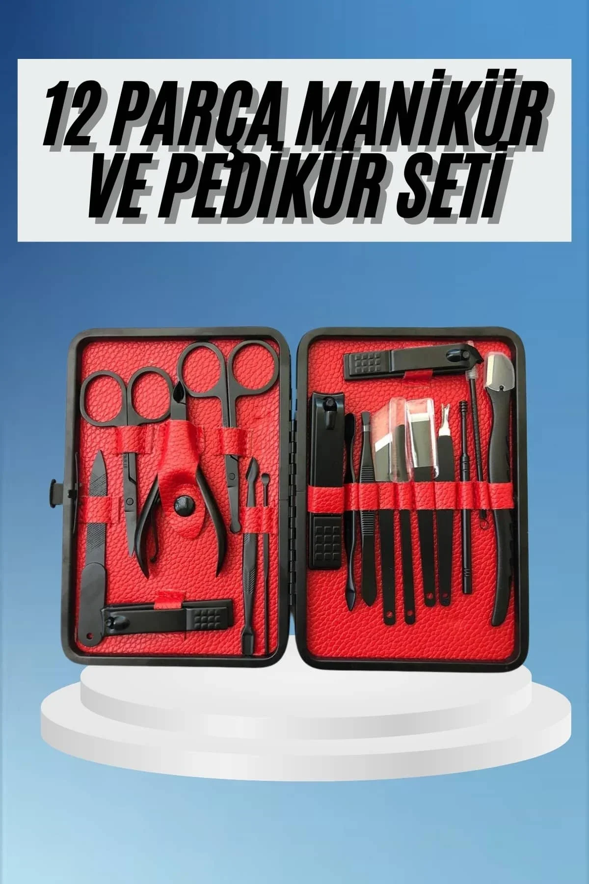 Deri Çantalı Siyah Paslanmaz Çelik 17 Parça Manikür Pedikür Seti - Just Cheap Store Görsel 2