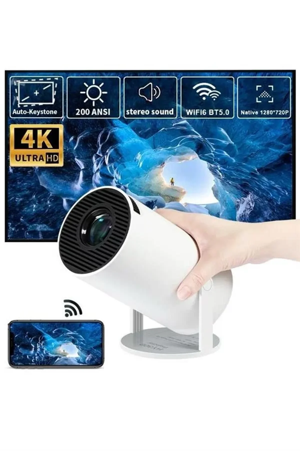 Ayaklı Projeksiyon Taşınabilir Mini Projektör Sinema Projektörü Android - Just Cheap Store Görsel 5