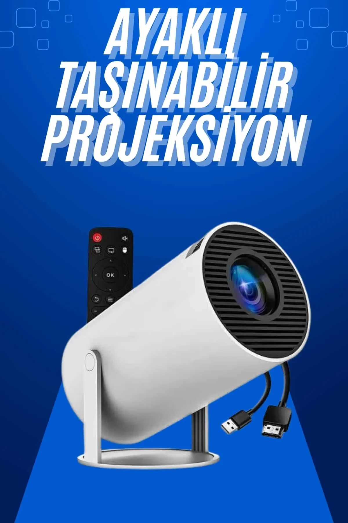 Taşınabilir Projeksiyon Ayaklı Projektör Android Uyumlu Hdmı Girişli - Just Cheap Store Görsel 2