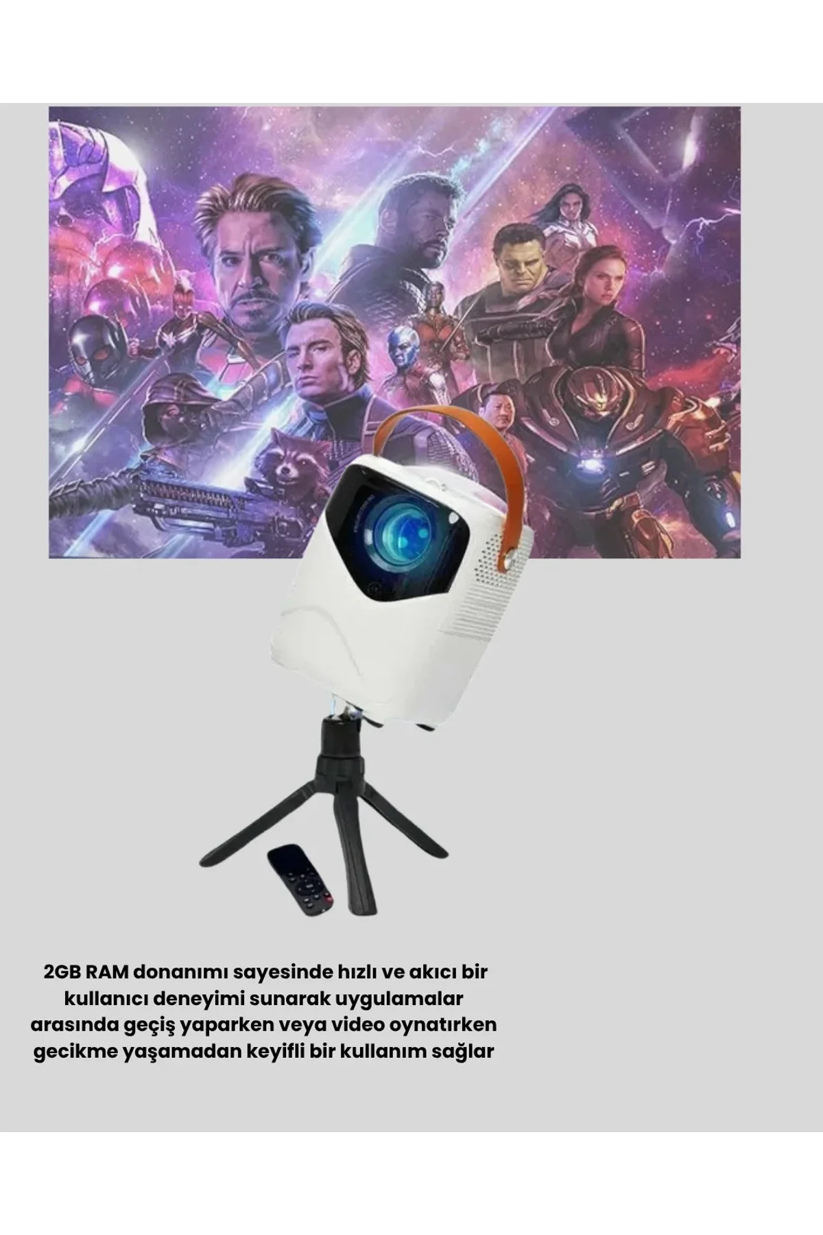 Taşınabilir 1080p Hd Akıllı Projektör – 64gb Dahili Hafıza, 2gb Ram, Uzaktan Kumandalı - Just Cheap Store Görsel 4