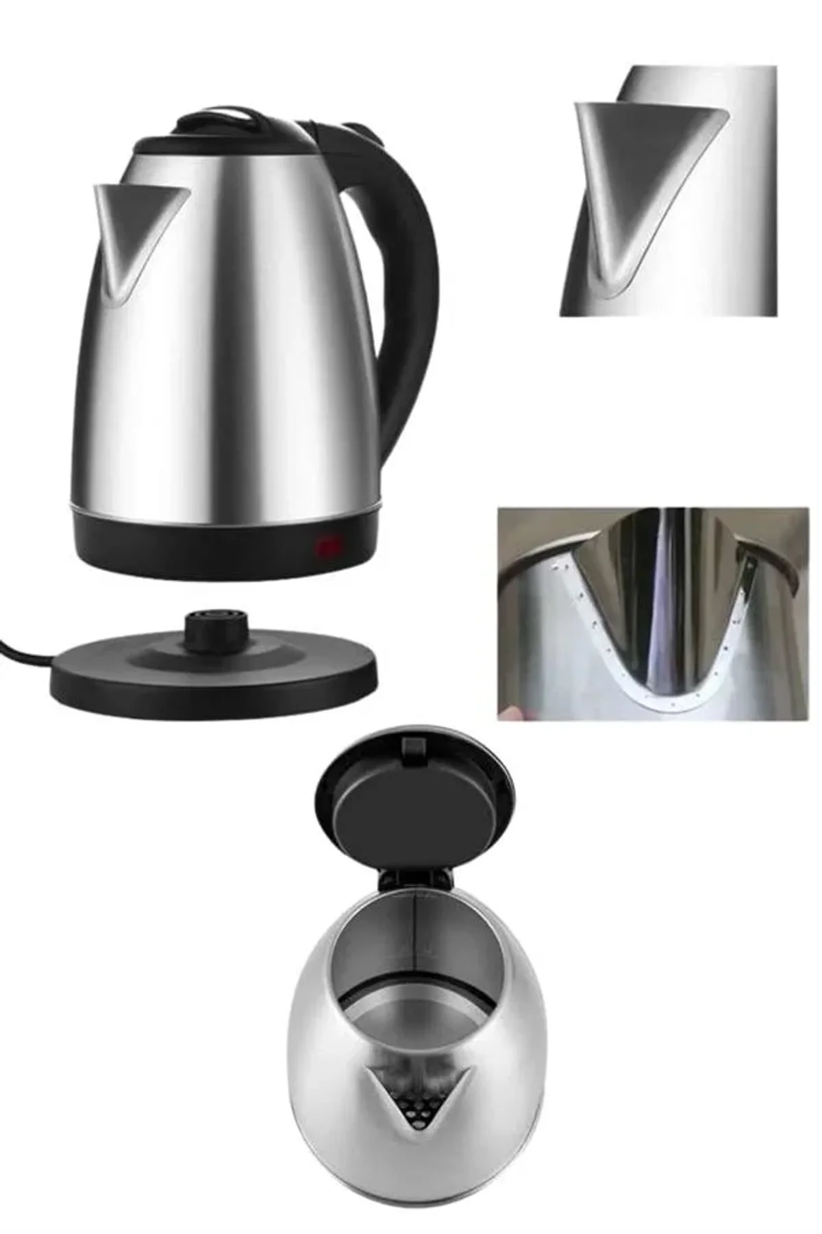Elektrikli Paslanmaz Çelik Su Isıtcı Çelik Kettle 1.8 Lt. Uzun Ömürlü - Just Cheap Store Görsel 5