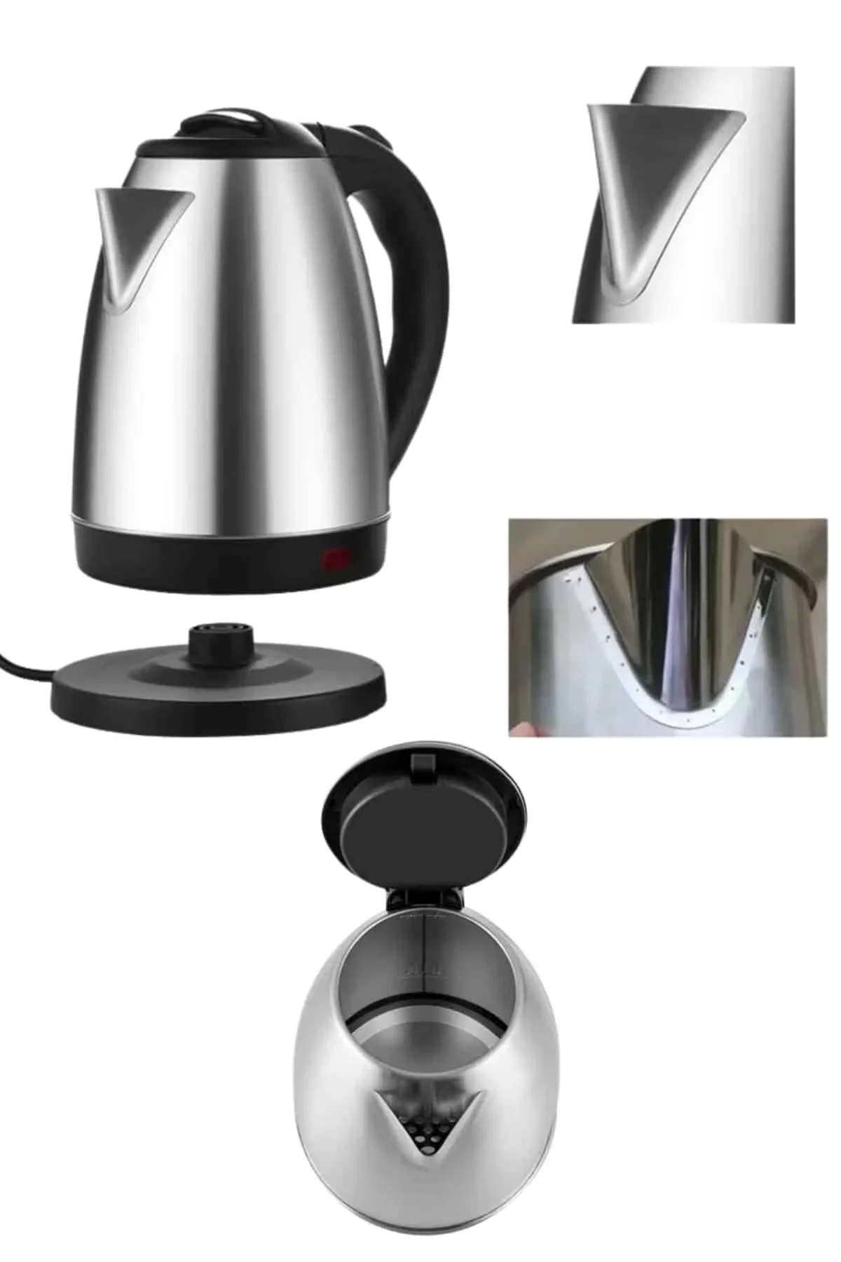 Elektrikli Paslanmaz Çelik Su Isıtcı Çelik Kettle 1.8 Lt. Uzun Ömürlü - Just Cheap Store Görsel 5