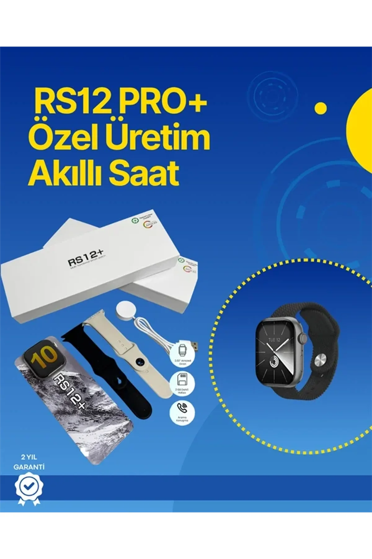. Rs12 Pro+ 2025 Serisi Full Ekranlı Akıllı Saat – 2gb Hafıza, Titanyum Kasa, Suya Dayanıklı, Uzun Ş - Just Cheap Store Görsel 2