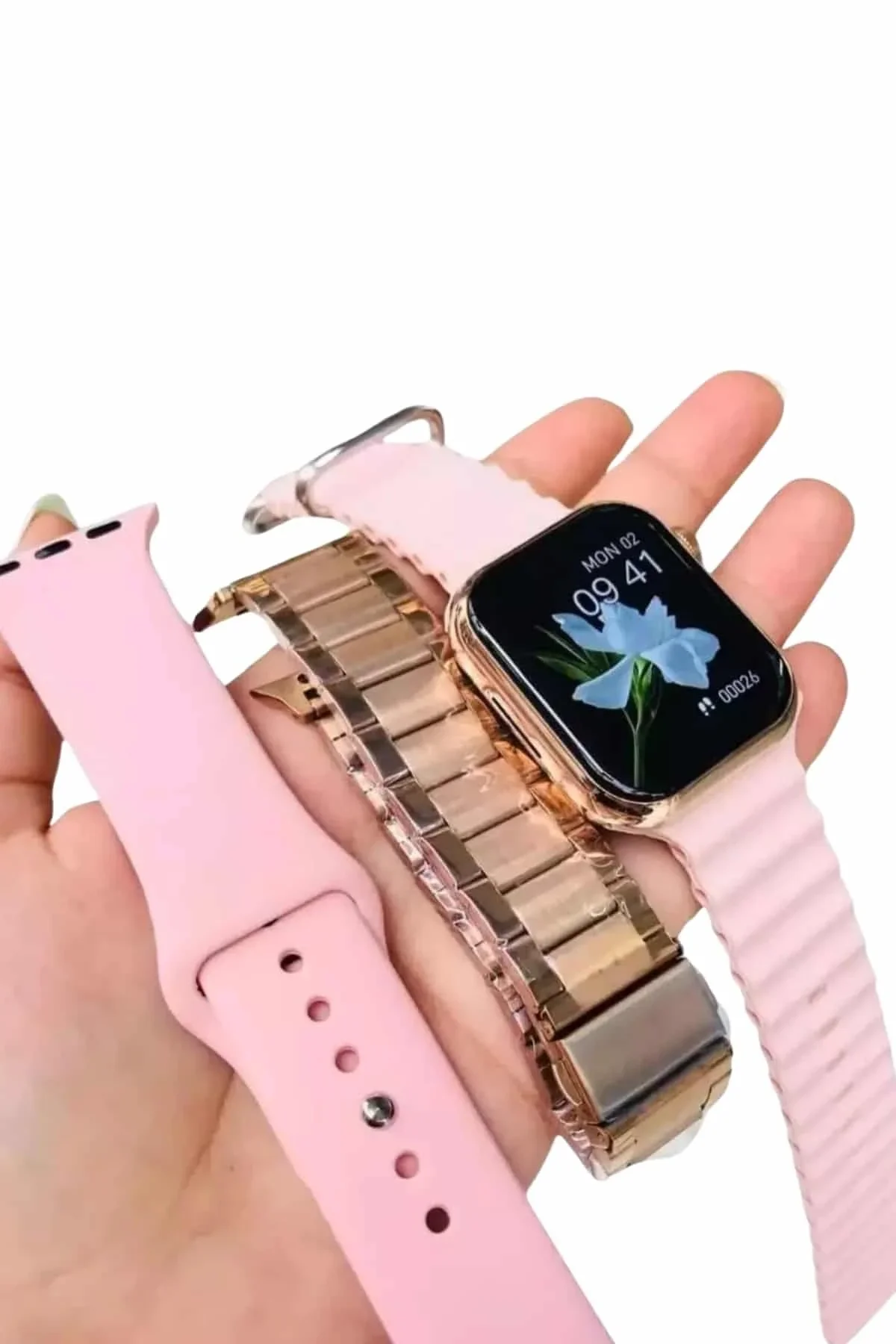 Akıllı Saat 3 Kordonlu Ve Aksesuarlı Bayanlar Için Şık Rose Renk - Just Cheap Store Görsel 5