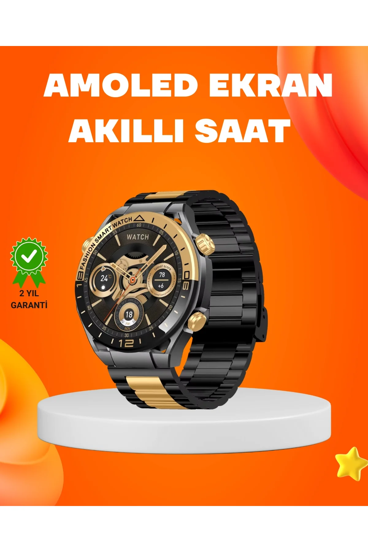 Amoled Akıllı Saat Ip67 Su Geçirmez 3 Bileklikli Sağlık Takipli