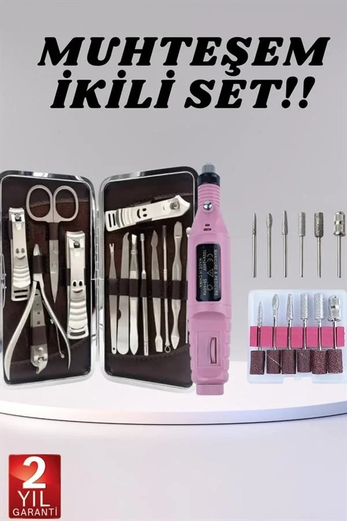 Elektrikli Manikür Pedikür Seti İkili Set 12 Parça Tırnak Bakımı Törpü Protez Çıkarma - Just Cheap Store Görsel 3
