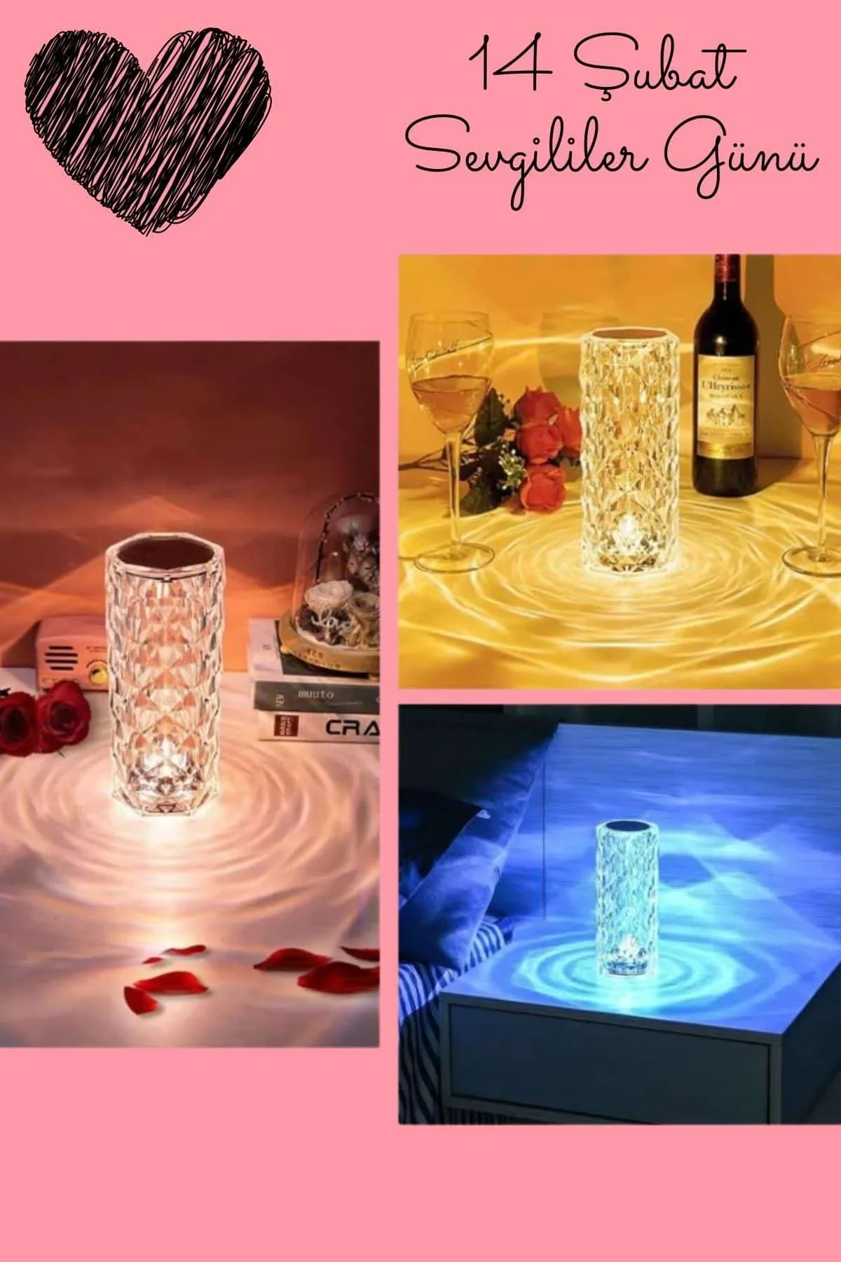 Sevgililer Gününe Özel Romantik Kristal Gece Lambası Sevgiliye Hediye - Just Cheap Store Görsel 3