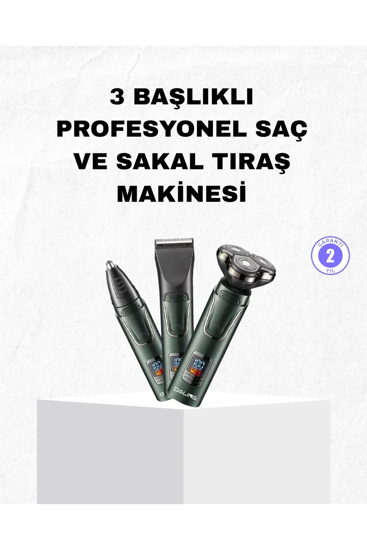 Şarjlı Ve Kablosuz 3 Başlıklı Profesyonel Bakım Seti – Saç, Sakal, Burun Ve Kulak Düzeltici - Just Cheap Store Görsel 2