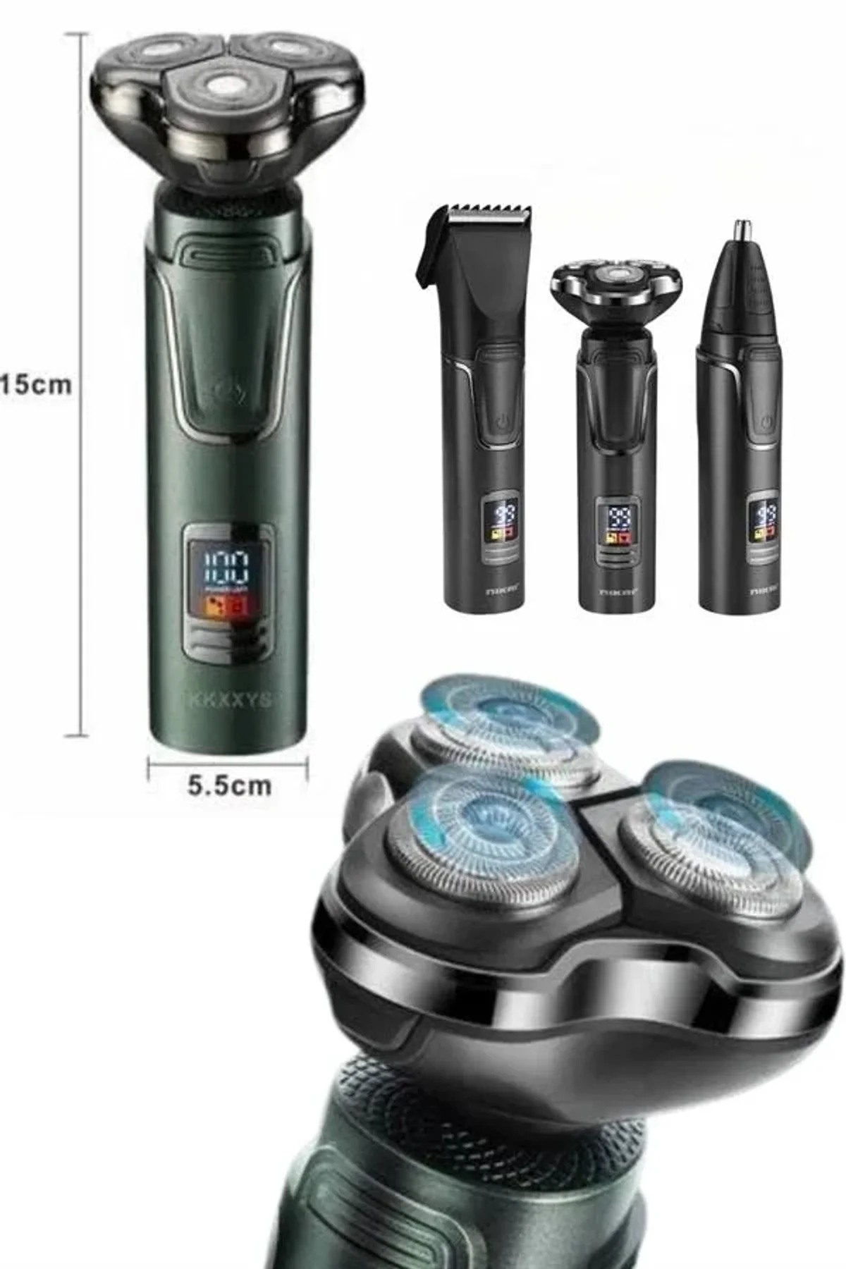 Yüksek Performanslı 3 Başlıklı Profesyonel Şarjlı Islak Ve Kuru Kullanıma Uygun - Just Cheap Store Görsel 5