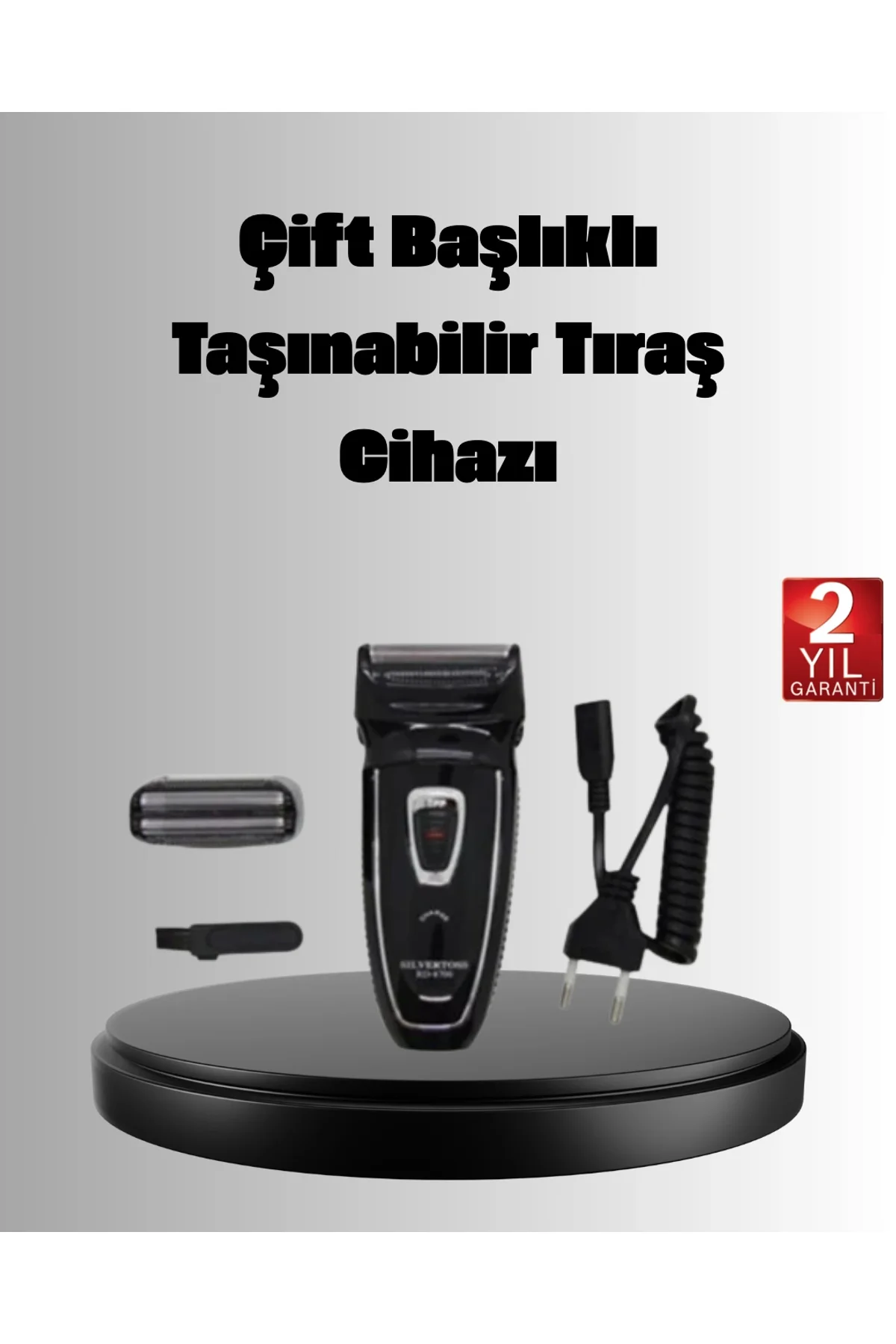 Şarjlı Kablosuz Tıraş Makinesi Çift Başlık Kuru Tıraş Ergonomik Taşınabilir