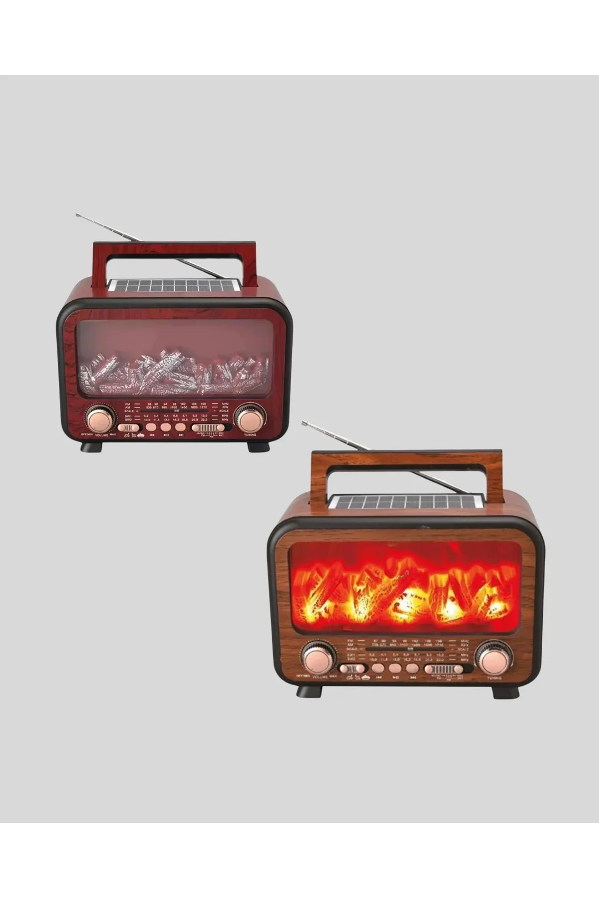 Şömine Efektli Solar Hoparlör Bluetooth 5.3 Radyo Aux Usb Tf Destekli - Just Cheap Store Görsel 3