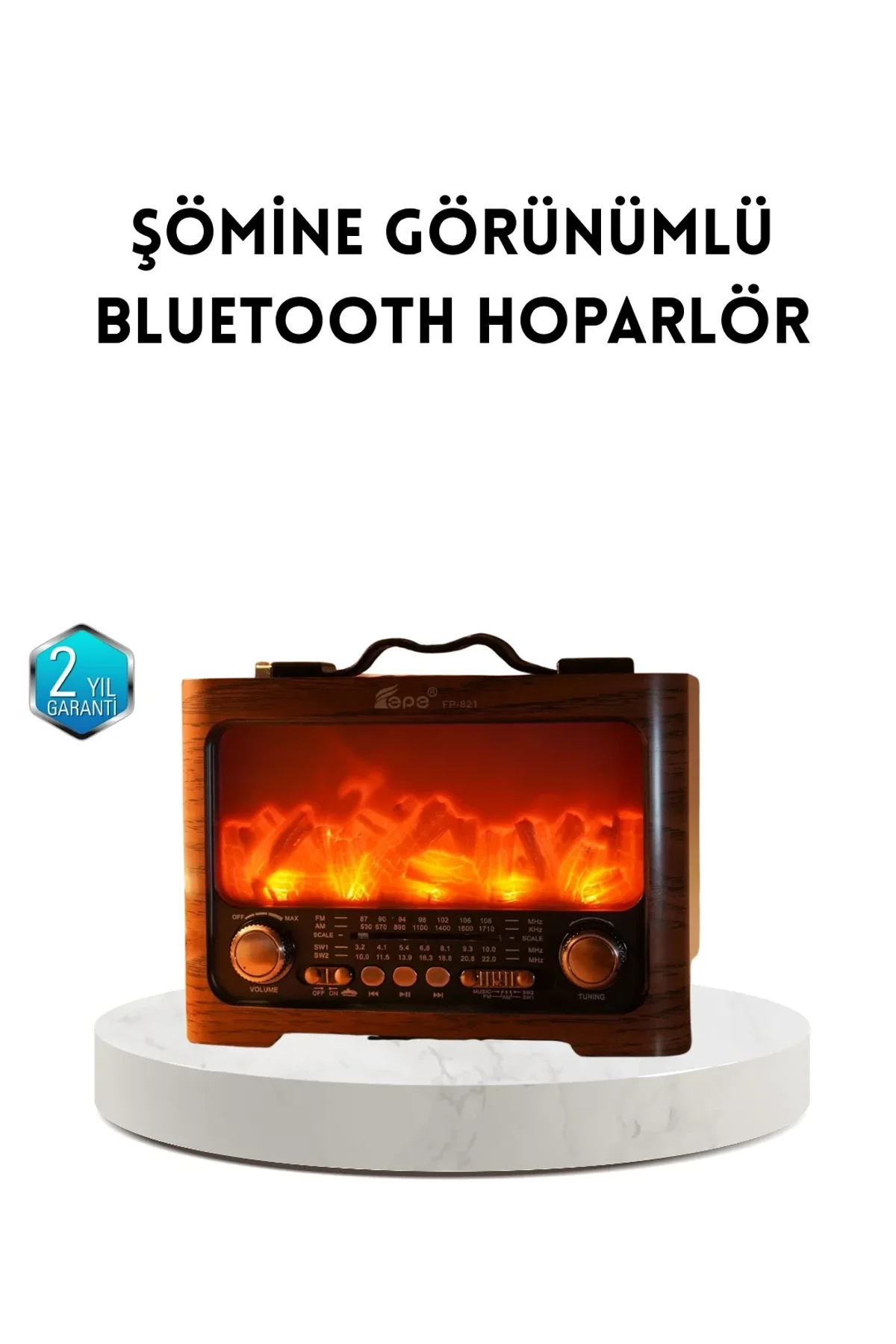 Şömine Efektli Solar Hoparlör Bluetooth 5.3 Radyo Aux Usb Tf Destekli - Just Cheap Store Görsel 2