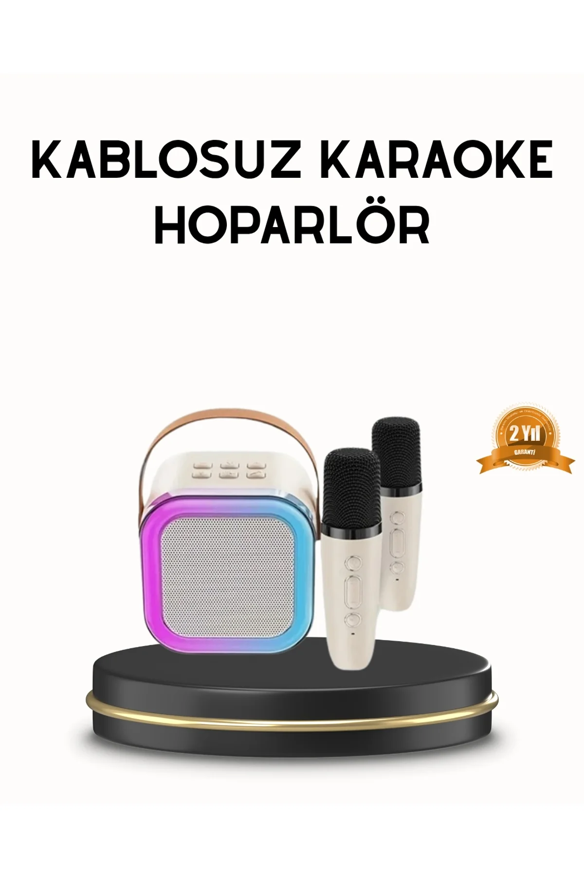 Bluetooth Karaoke Hoparlör Renkli Led Işıklı Ve Type-c Şarjlı