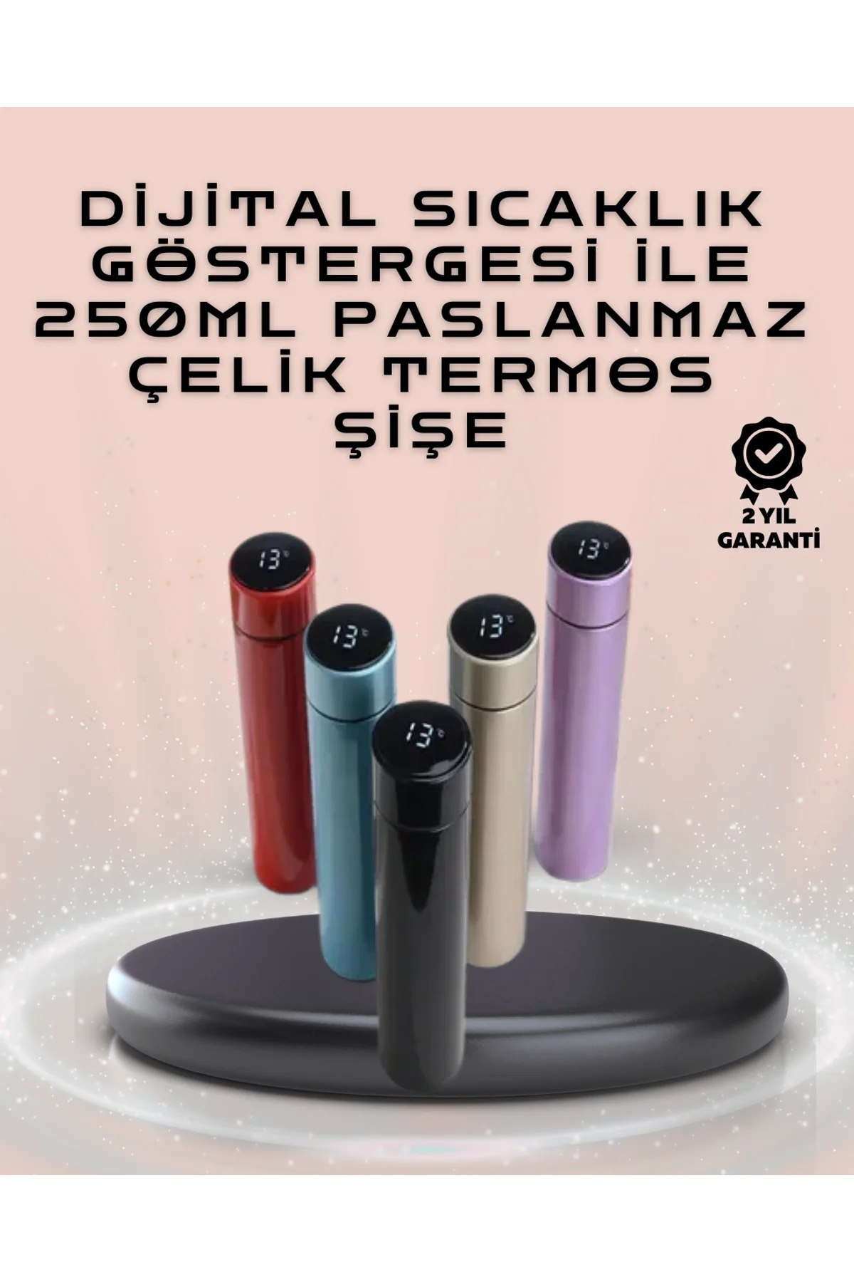 250ml Led Ekranlı Paslanmaz Çelik Akıllı Termos