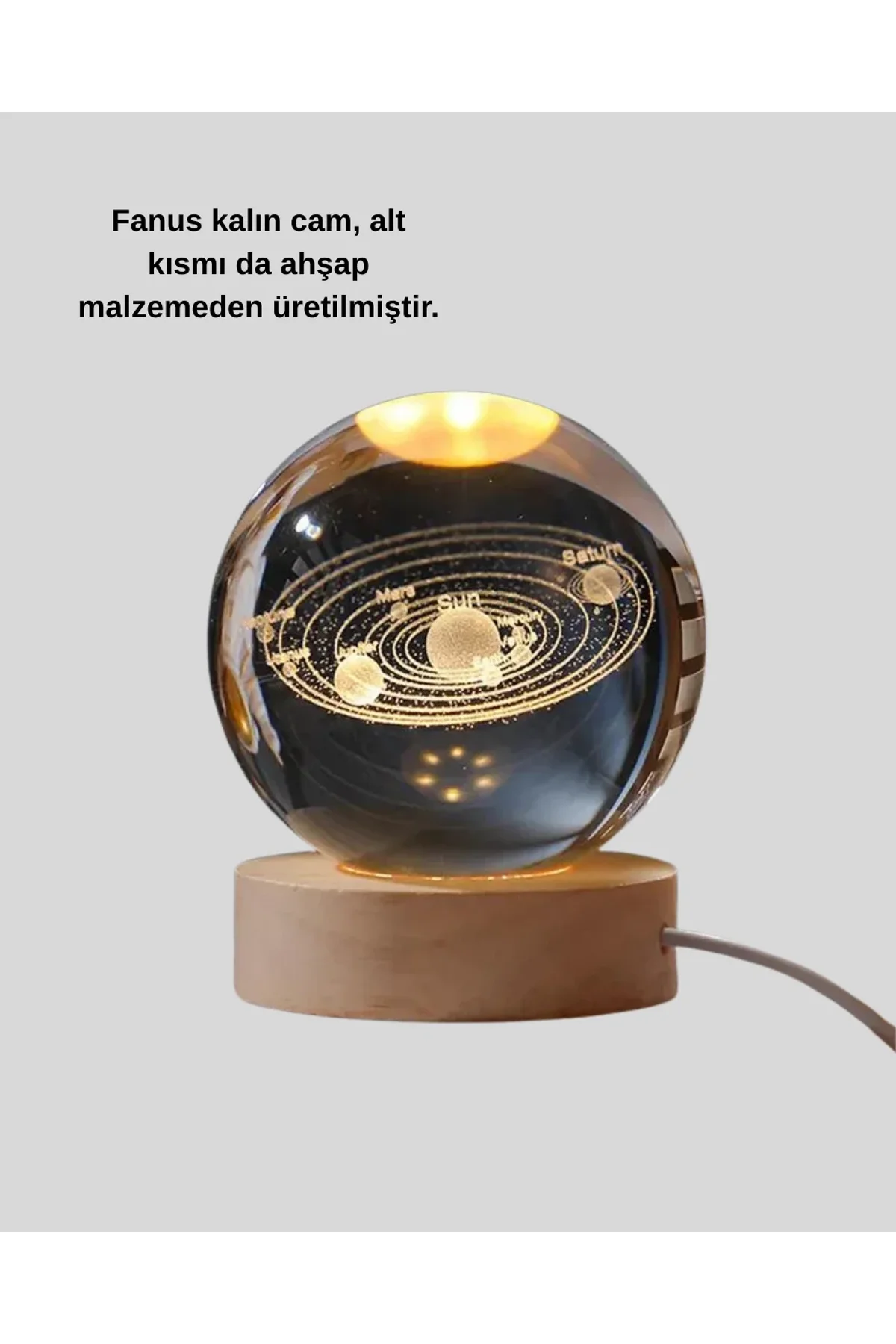 Dekoratif Led Kristal Küre Ahşap Altlıklı Şık Gece Lambası - Just Cheap Store Görsel 4