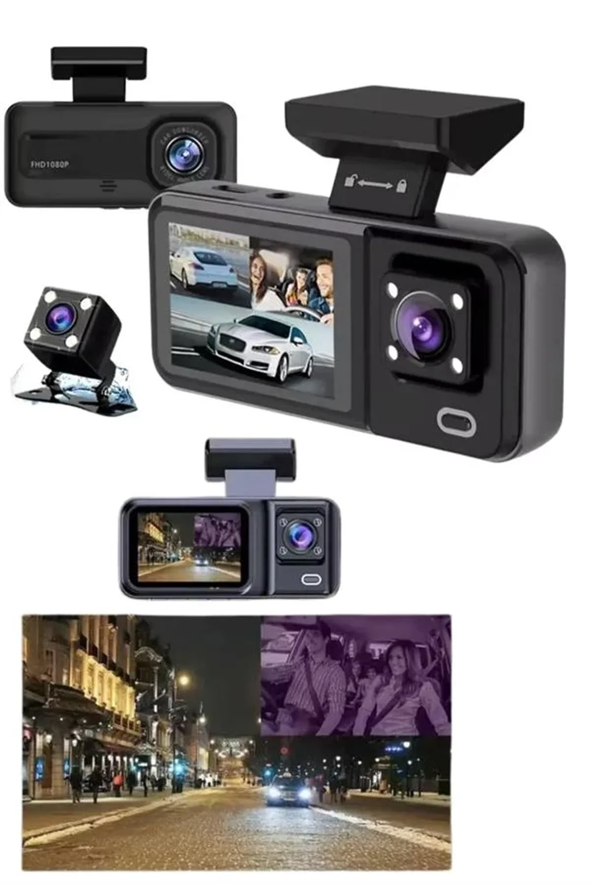 Ekranlı Sürüş Kaydedici Dvr Ön Ve Arka Kameralı Full Hd Çözünürlüklü - Just Cheap Store Görsel 5