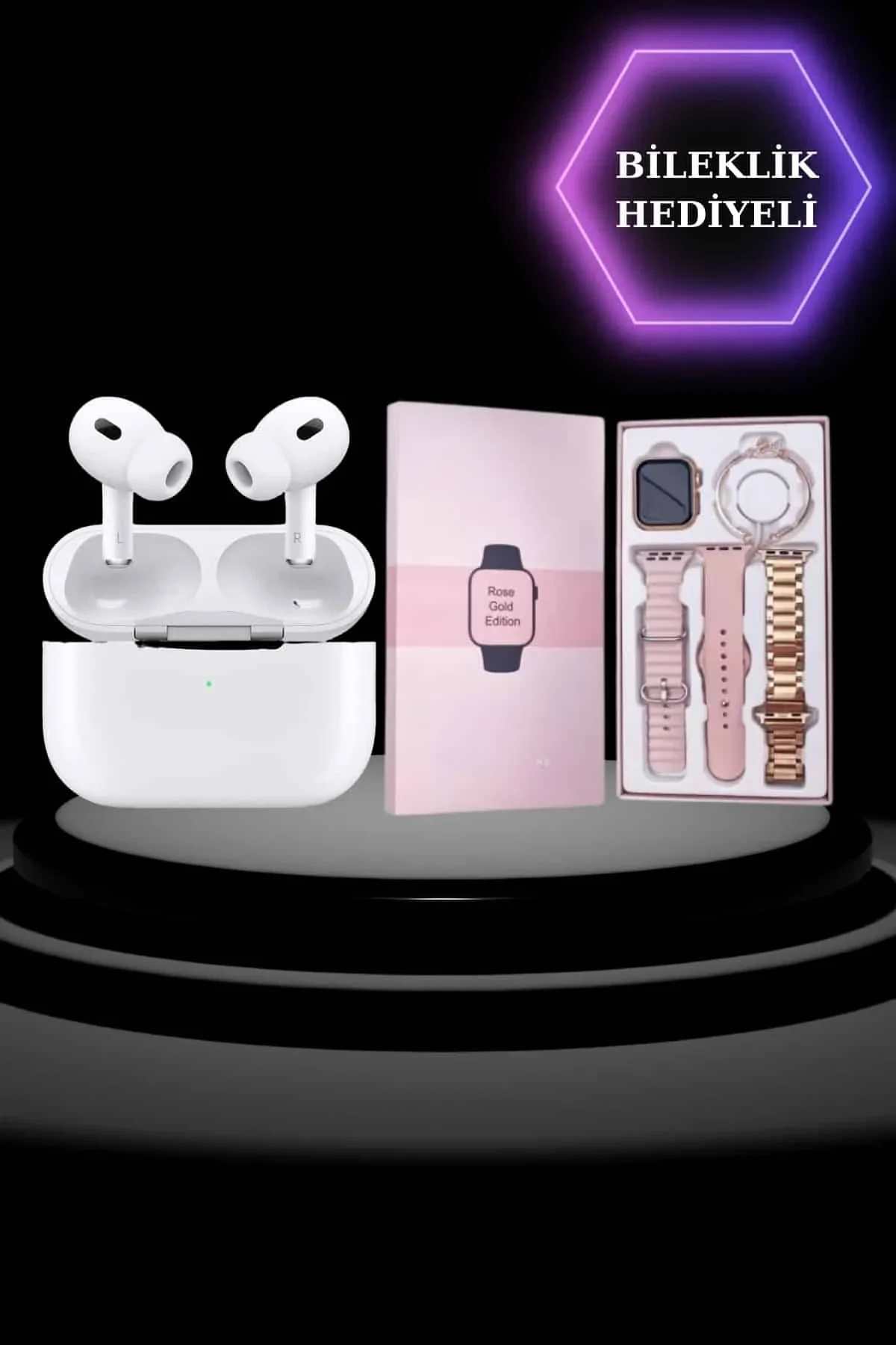 3 Kordonlu Pembe Amoled Ekran Akıllı Saat Ve Yeni Nesil Pro Kablosuz Bluetooth Kulaklık Anc/enc - Just Cheap Store Görsel 4