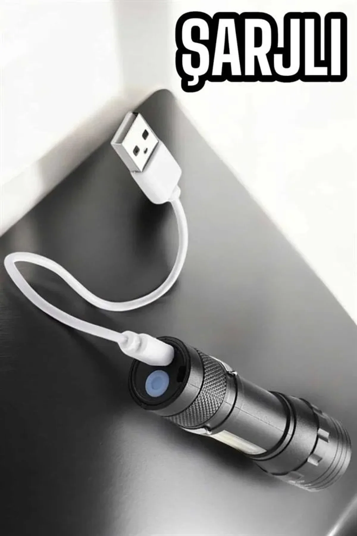 Şarjlı Metal Zoomlu El Feneri Işıldak Led Işık Taşınabilir El Lambası - Just Cheap Store Görsel 5