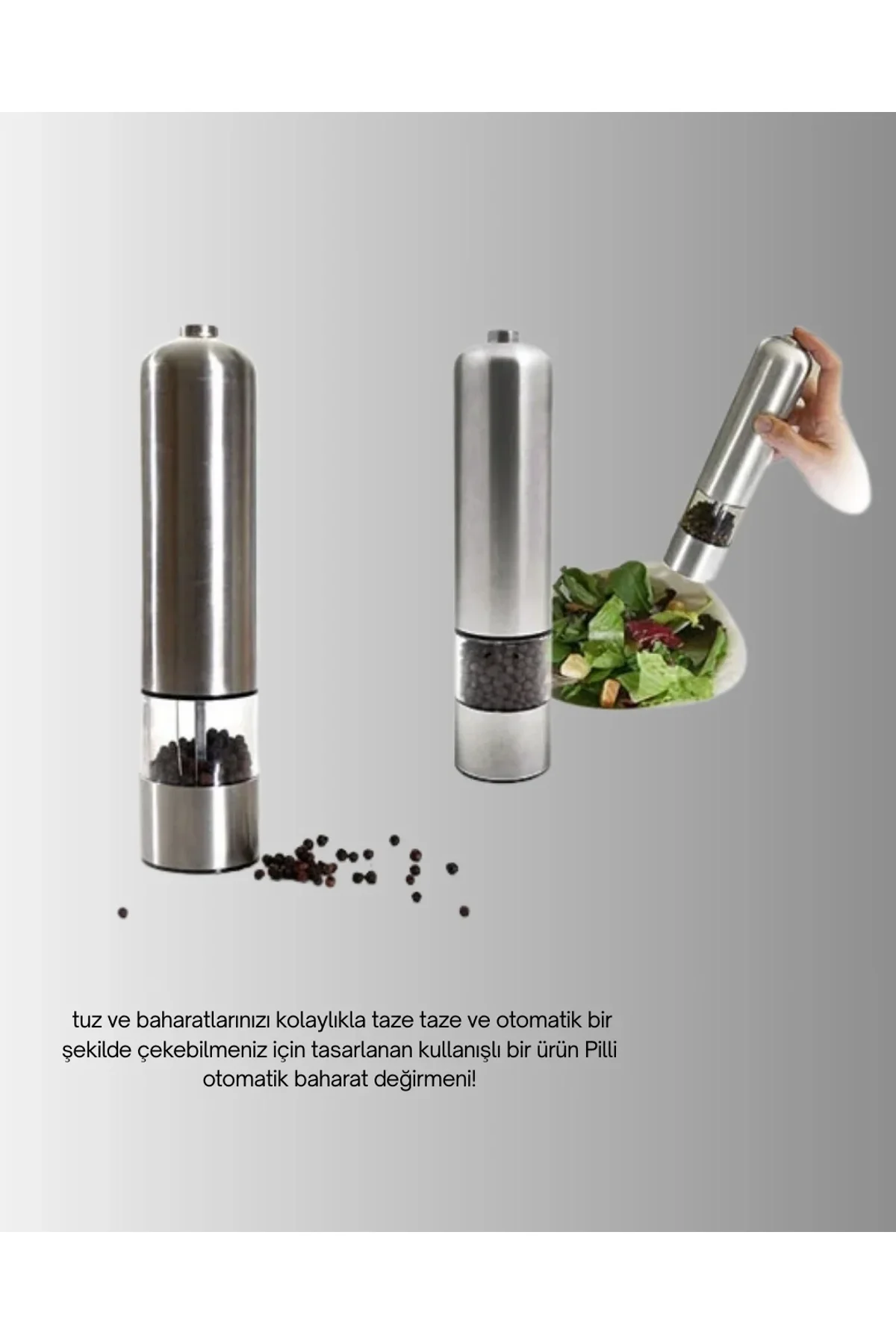 Pilli Baharat Değirmeni Karabiber Tuz Ve Baharat Öğütücü - Just Cheap Store Görsel 5