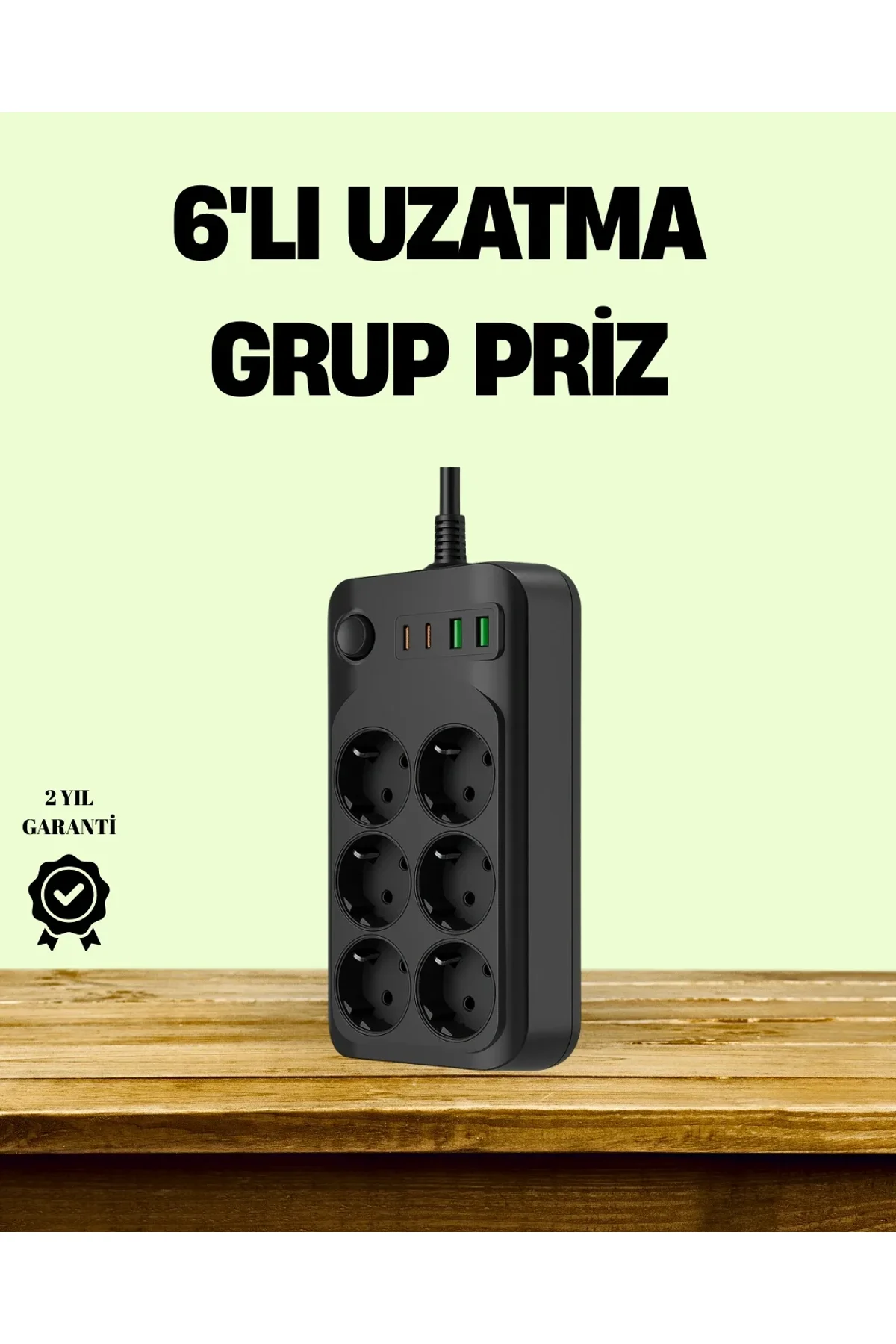 2500w Güçlü 6’lı Priz Usb Ve Type-c Çıkışlı Termal Korumalı - Just Cheap Store Görsel 2