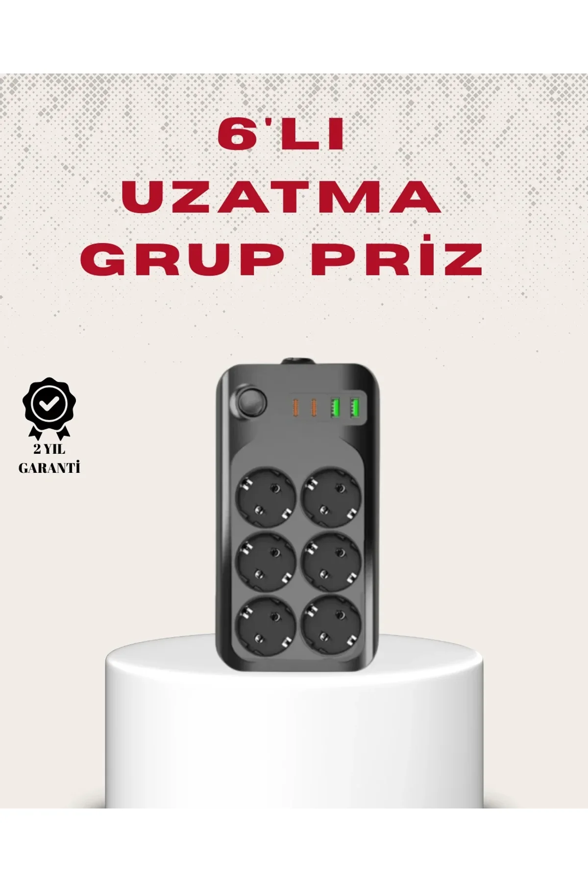 6’lı Grup Priz Termal Korumalı Usb Type-c Çoklu Priz 2 Metre Kablo - Just Cheap Store Görsel 2