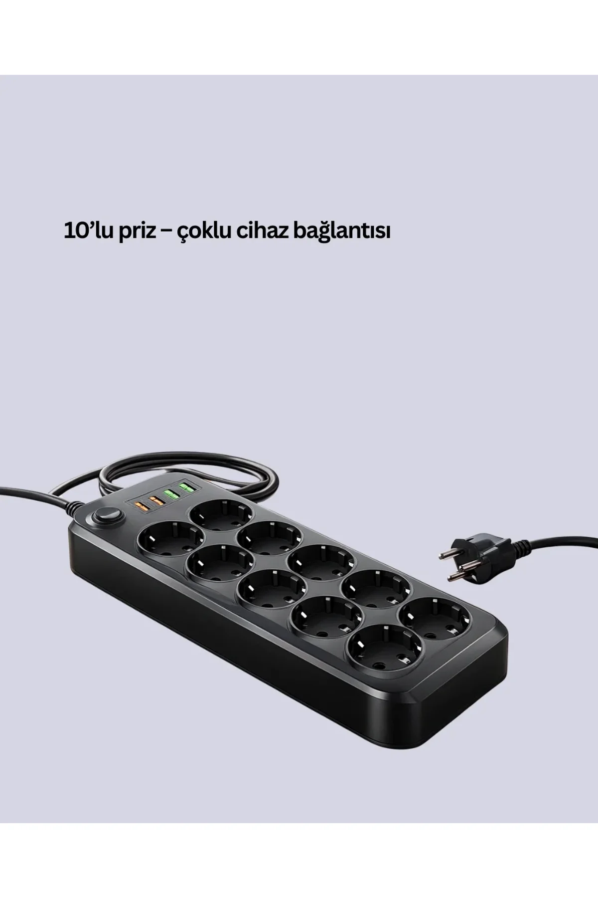 Usb Type-c Destekli 10’lu Grup Priz Termal Korumalı 2m Kablo 2500w - Just Cheap Store Görsel 4