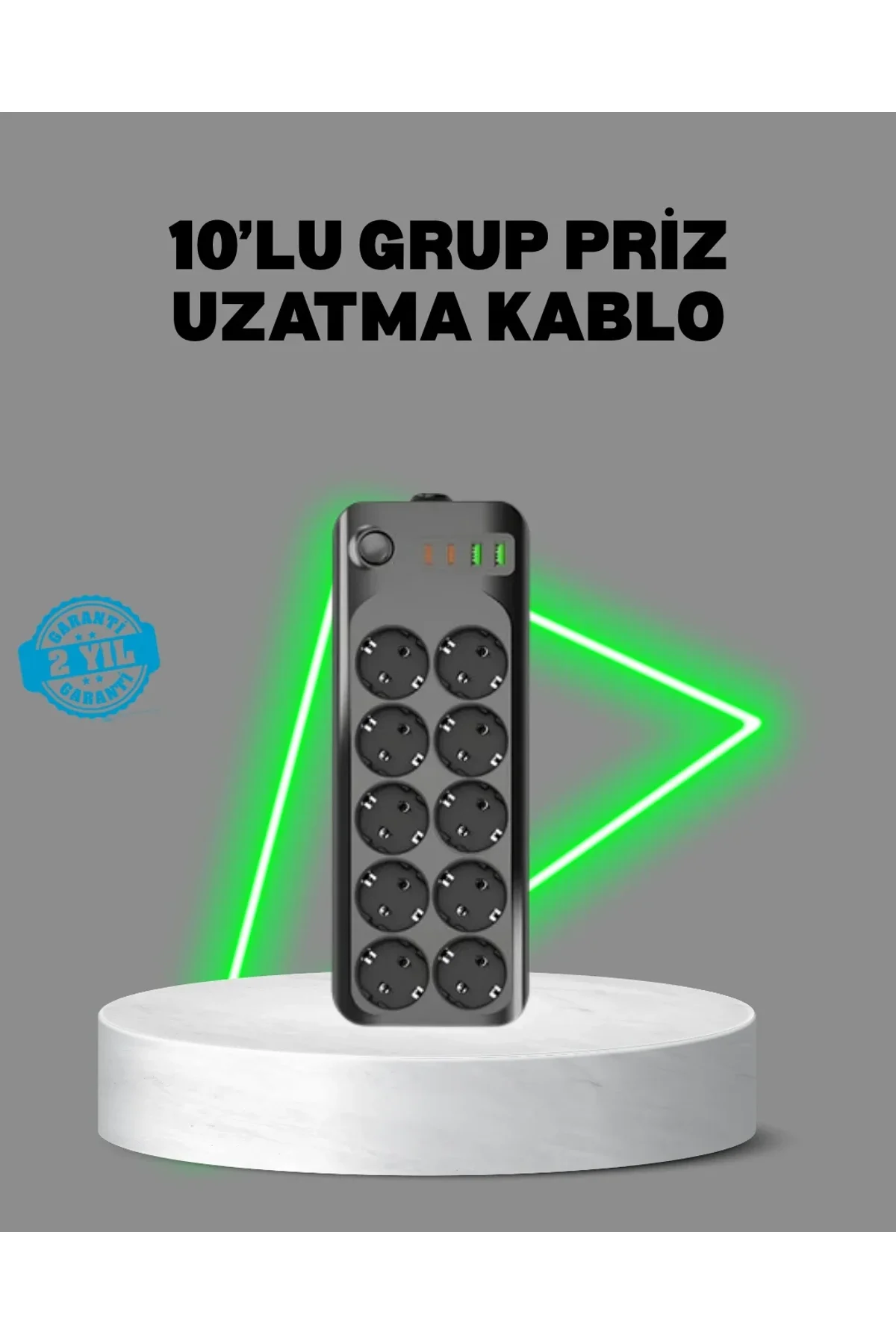 Termal Akım Korumalı 10’lu Grup Priz Usb Type-c Hızlı Şarj 2500w 2m Kablo - Just Cheap Store Görsel 2