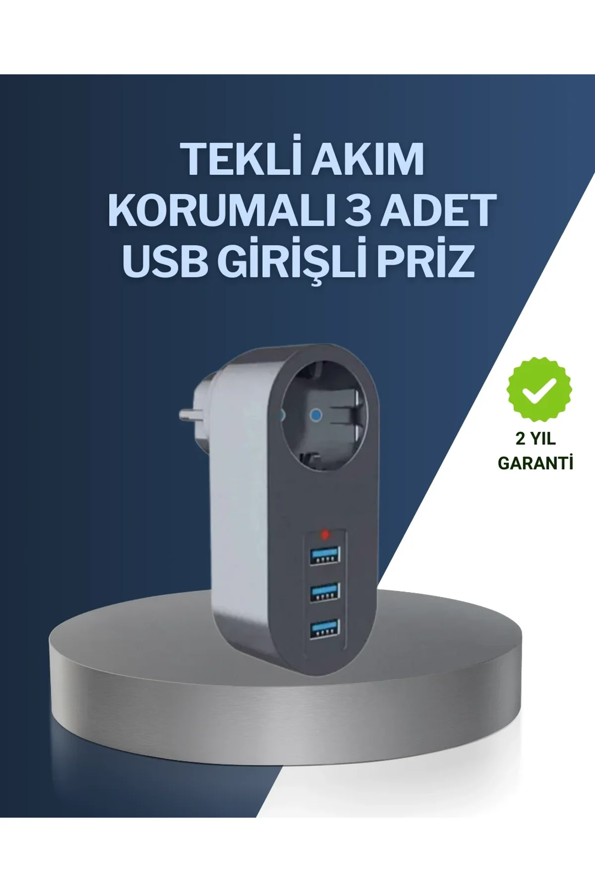 Çocuk Korumalı Termal Priz – 3'lü Usb Şarj Ve Akım Koruması - Just Cheap Store Görsel 2