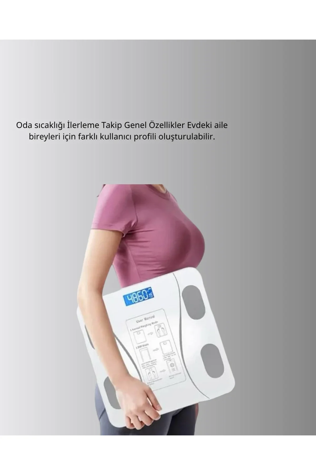 Akıllı Dijital Baskül – Bluetooth Bağlantılı, 8 Ölçüm Verili, Akıllı Vücut Analiz Tartısı - Just Cheap Store Görsel 5