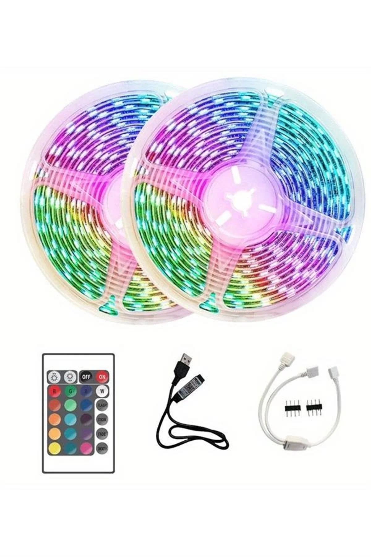 10m Şerit Led İç Mekan Renkli Rgb Şerit Led Kumandalı
