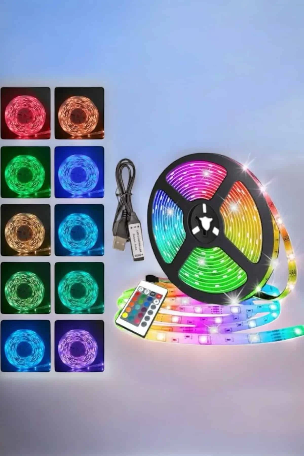 Yeni Nesil Rgb Işıklı 10metre Şerit Led Kumandalı Şarj Edilebilir - Just Cheap Store Görsel 4