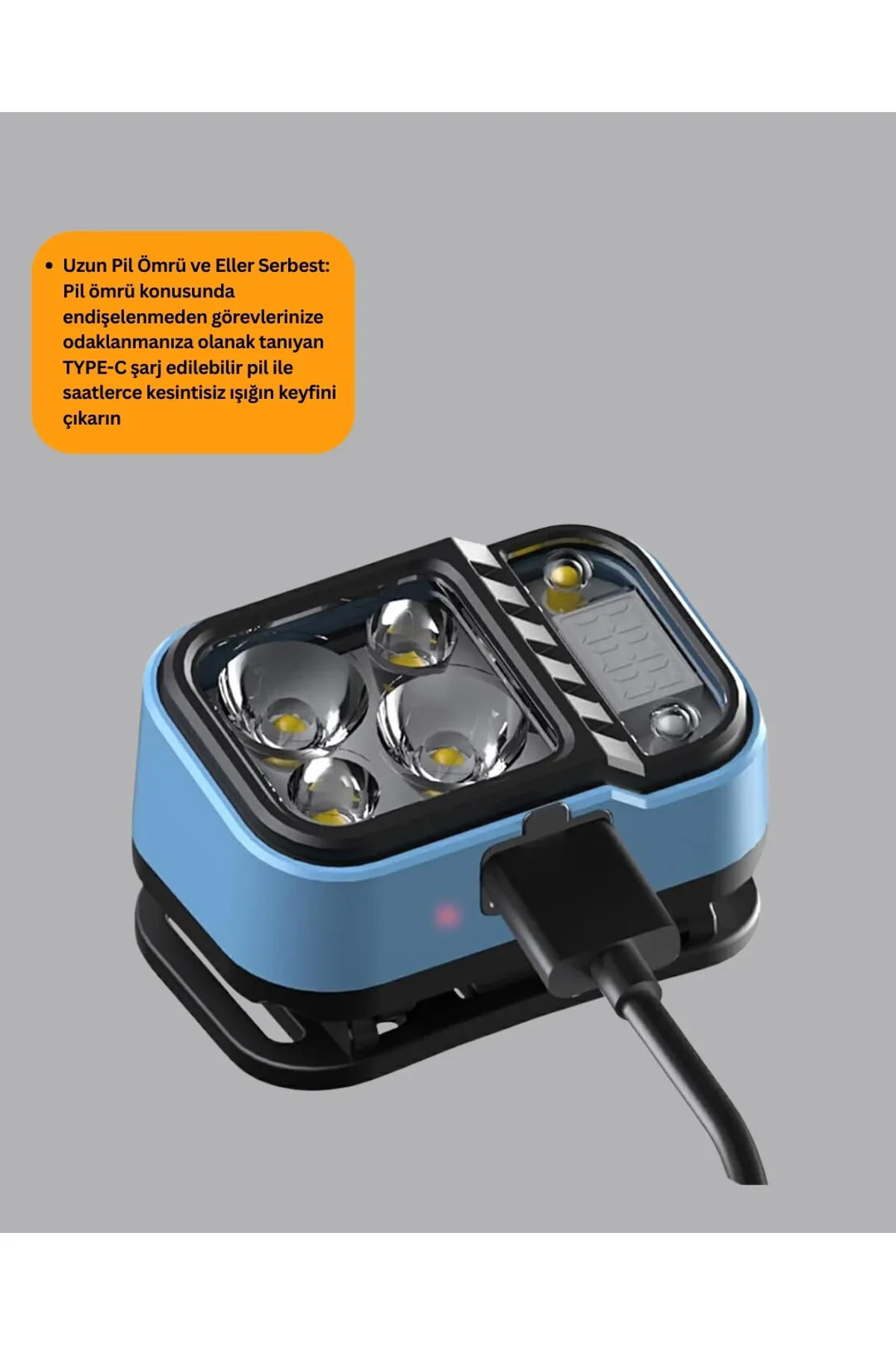 Süper Parlak Led Kafa Feneri 3 Renk 53 Mod Type C Şarjlı - Just Cheap Store Görsel 4