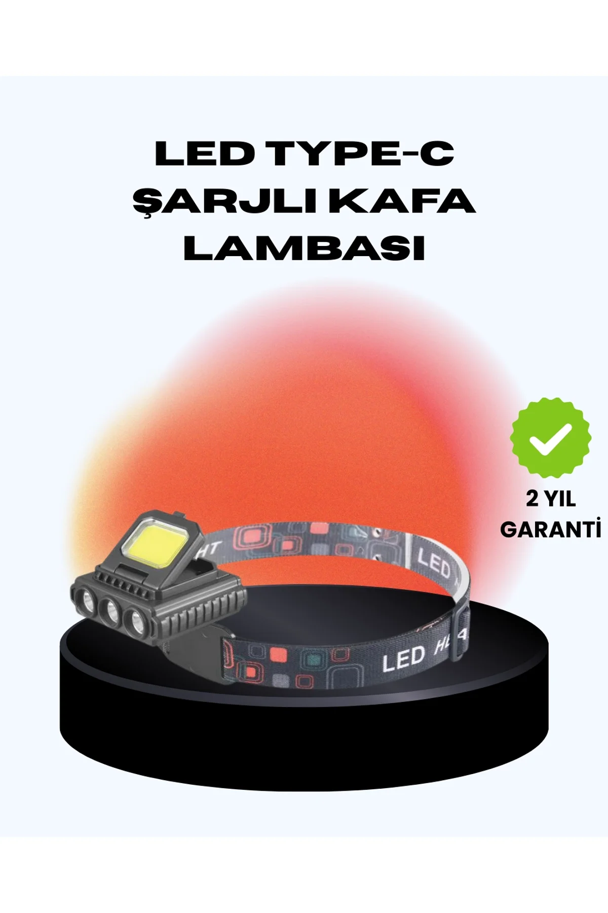 Cob + Xpe Led Kafa Feneri 800 Lumen Usb Type C Şarjlı Çok Modlu