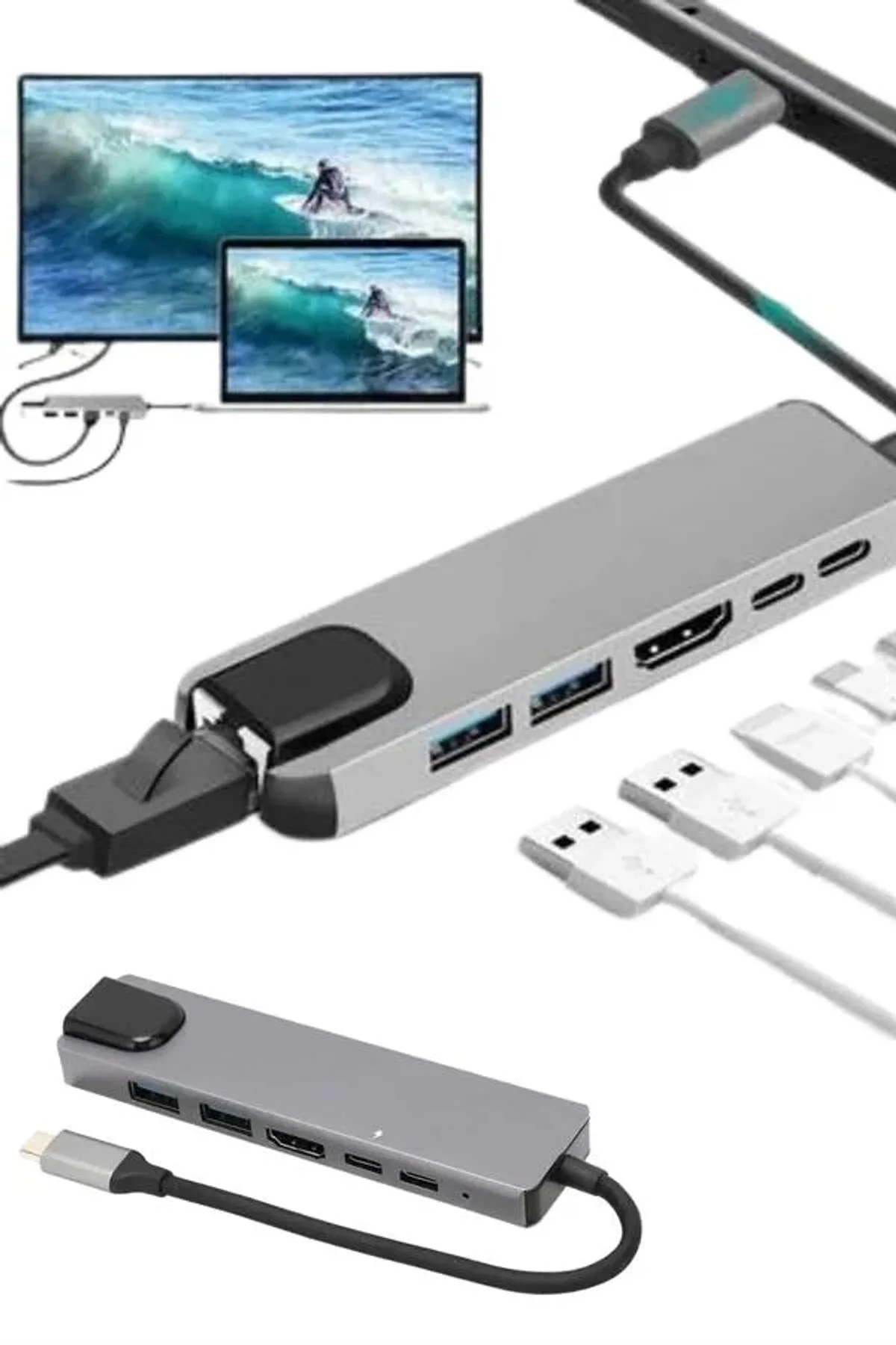 Usb Type-c Hub Dönüştürücü Çevirici Çoklayıcı Macbook Çevirici 8 Portlu - Just Cheap Store Görsel 2