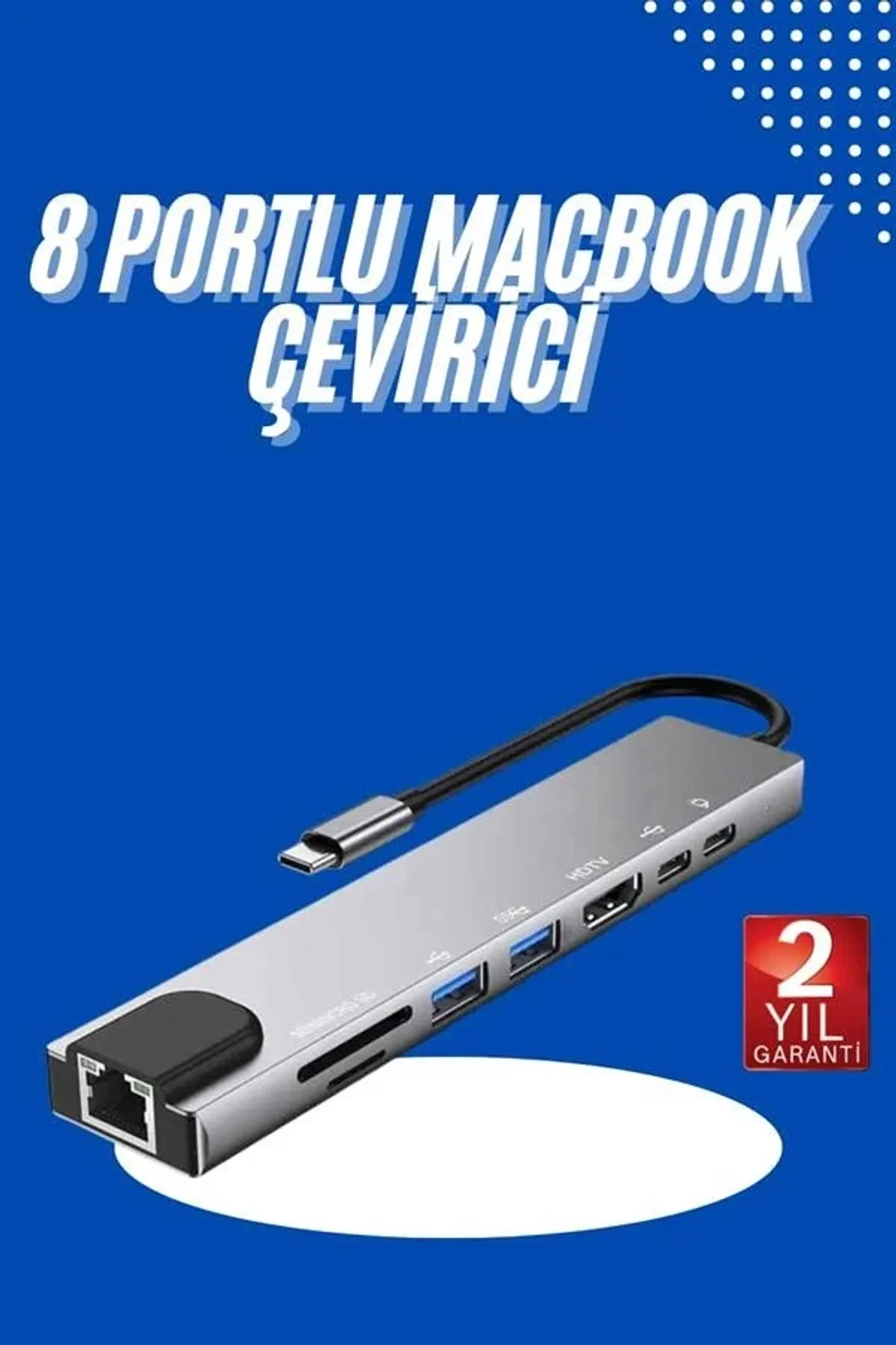Usb Type-c Hub Dönüştürücü Çevirici Çoklayıcı Macbook Çevirici 8 Portlu - Just Cheap Store Görsel 3