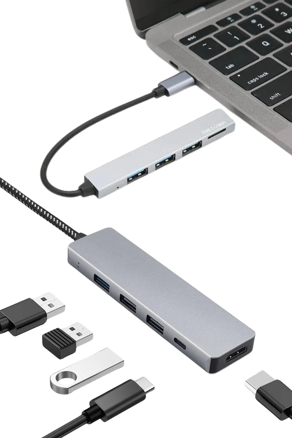 Macbook Pro/air Uyumlu Usb Type-c 8 In 1 Hub Dönüştürücü Çevirici Çoklayıcı Usb Hdmı Micro Sd 8 Giri - Just Cheap Store Görsel 3