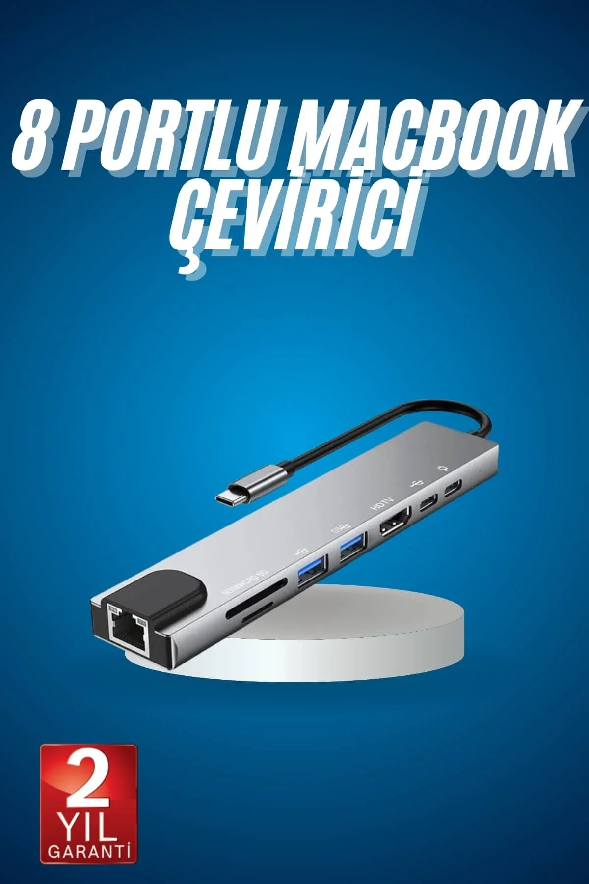 8 Port Çoklayıcı Macbook Ile Uyumlu Çoğaltıcı Type-c Dönüştürücü Tf Sd Kart - Just Cheap Store Görsel 2
