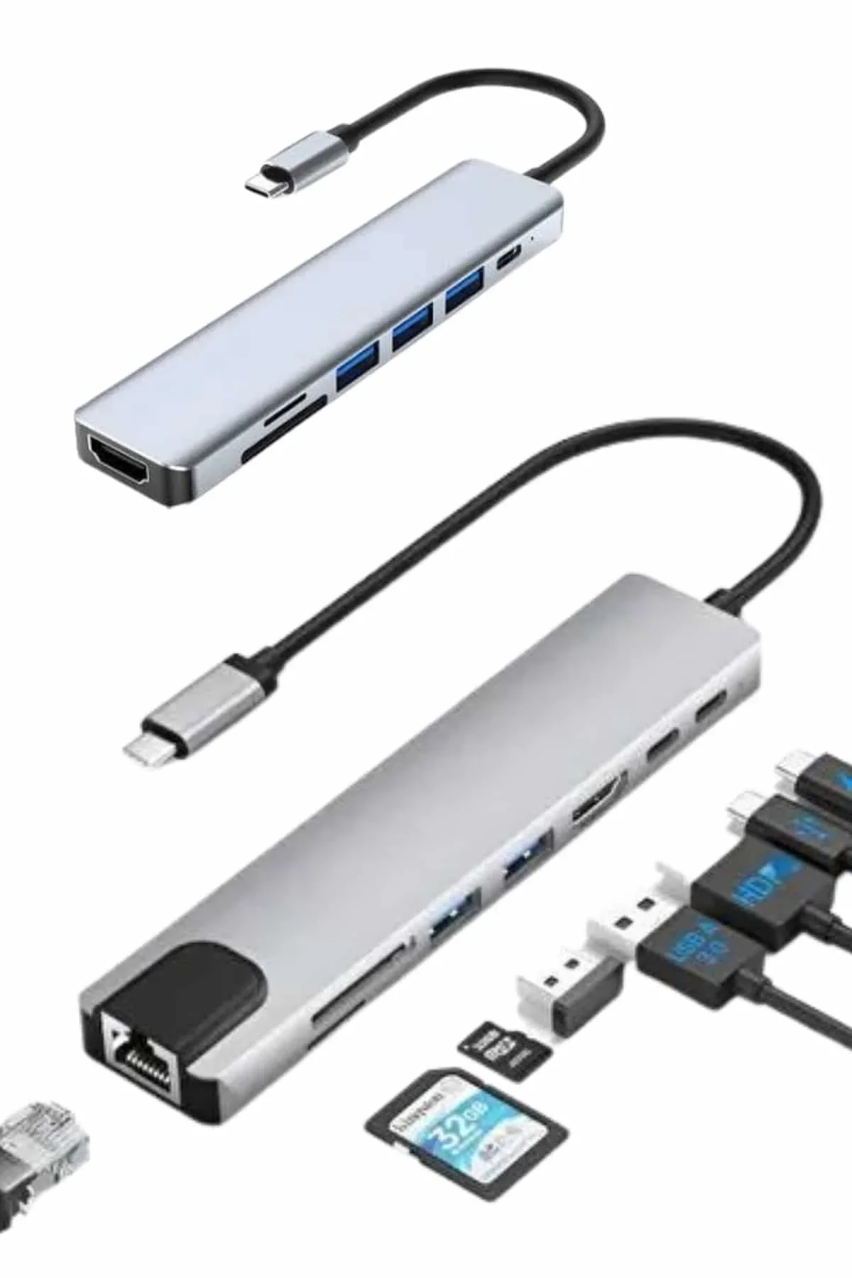 8 Port Çoklayıcı Macbook Ile Uyumlu Çoğaltıcı Type-c Dönüştürücü Tf Sd Kart - Just Cheap Store Görsel 4