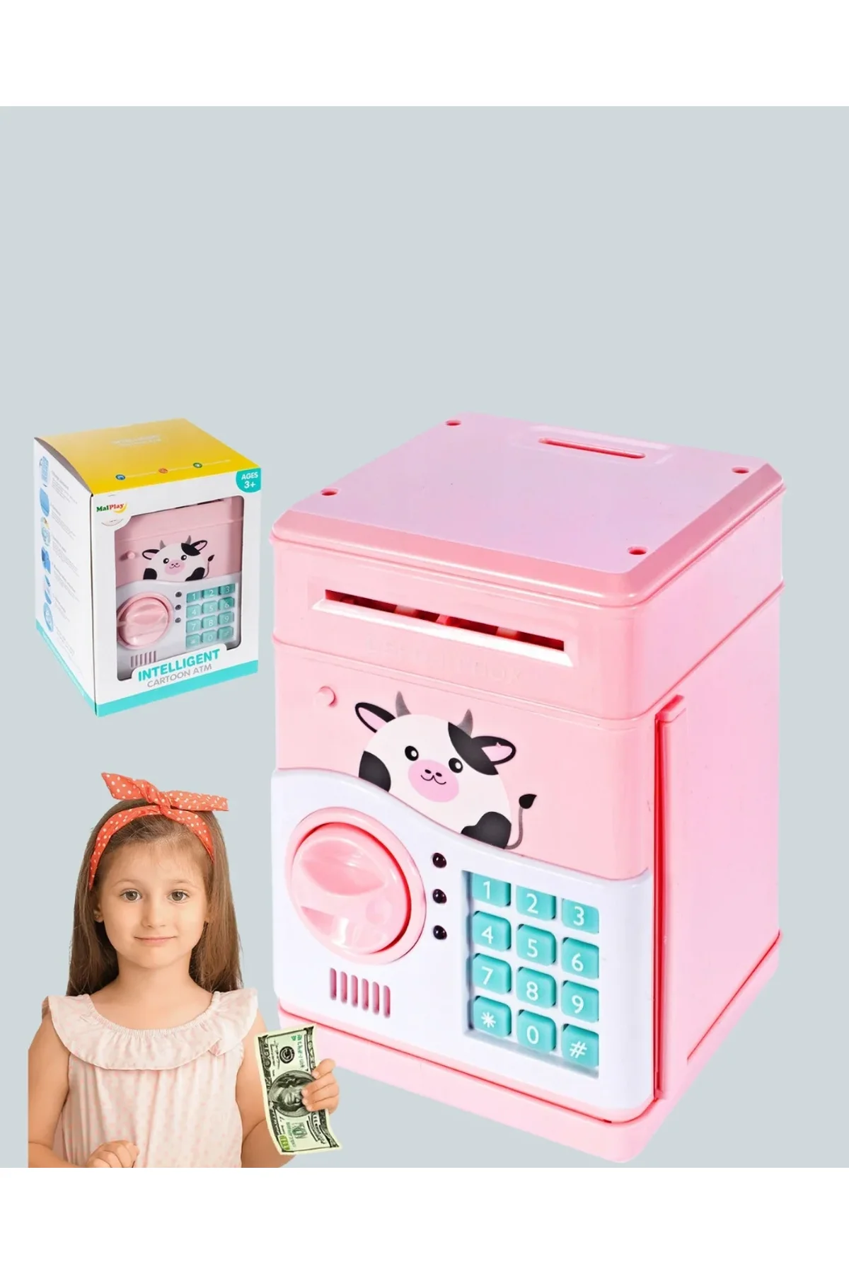 Pembe Elektronik Şifreli Otomatik Para Çeken Atm Kumbarası - Just Cheap Store Görsel 5