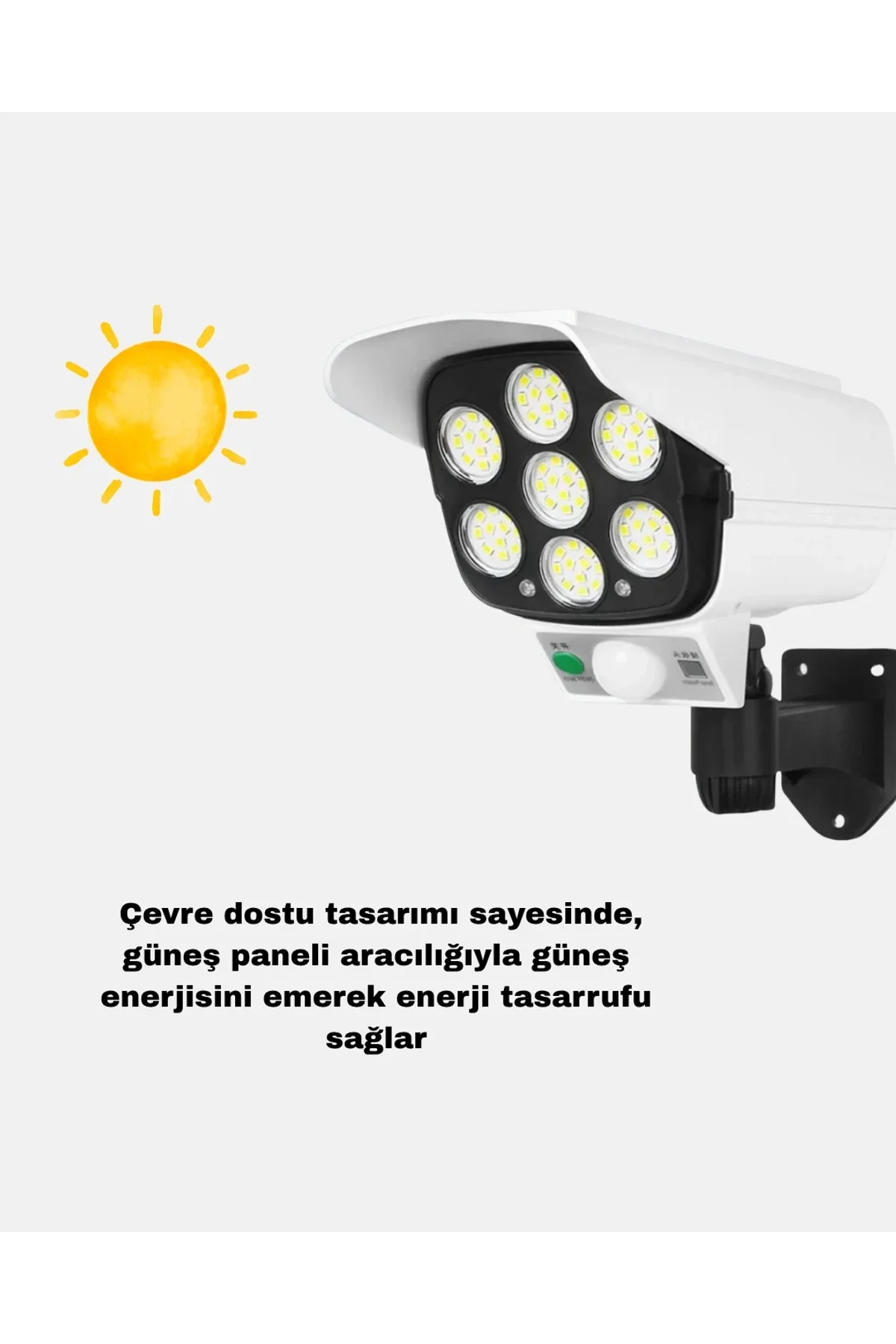 Güneş Enerjili Güvenlik Işığı Dış Mekan 5 Eksen Ayarlı Ve Pır Hareket Sensörlü - Just Cheap Store Görsel 3
