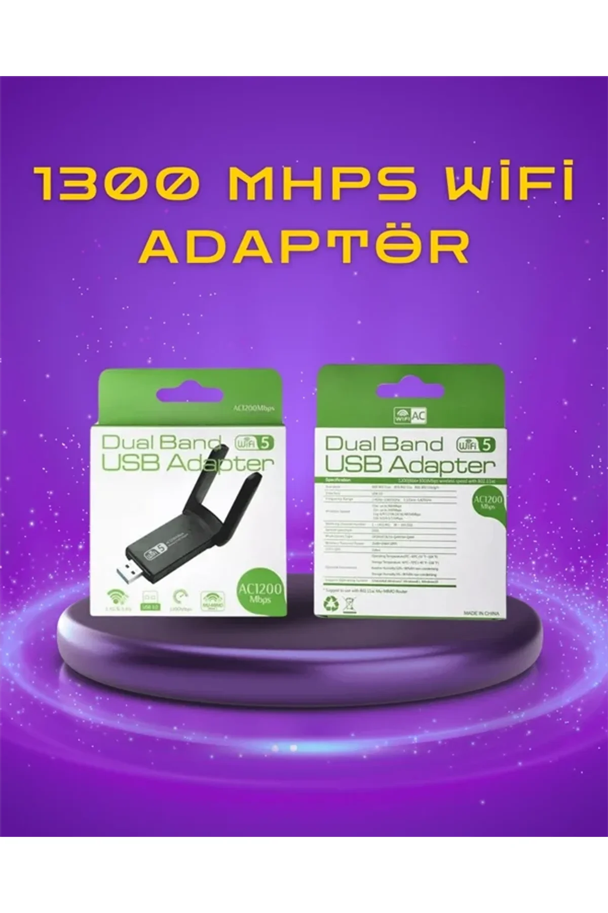 Yüksek Hızlı 1200 Mbps Çift Bant Usb Wifi Adaptör – Güçlü Sinyal, Geniş Uyumluluk - Just Cheap Store Görsel 3